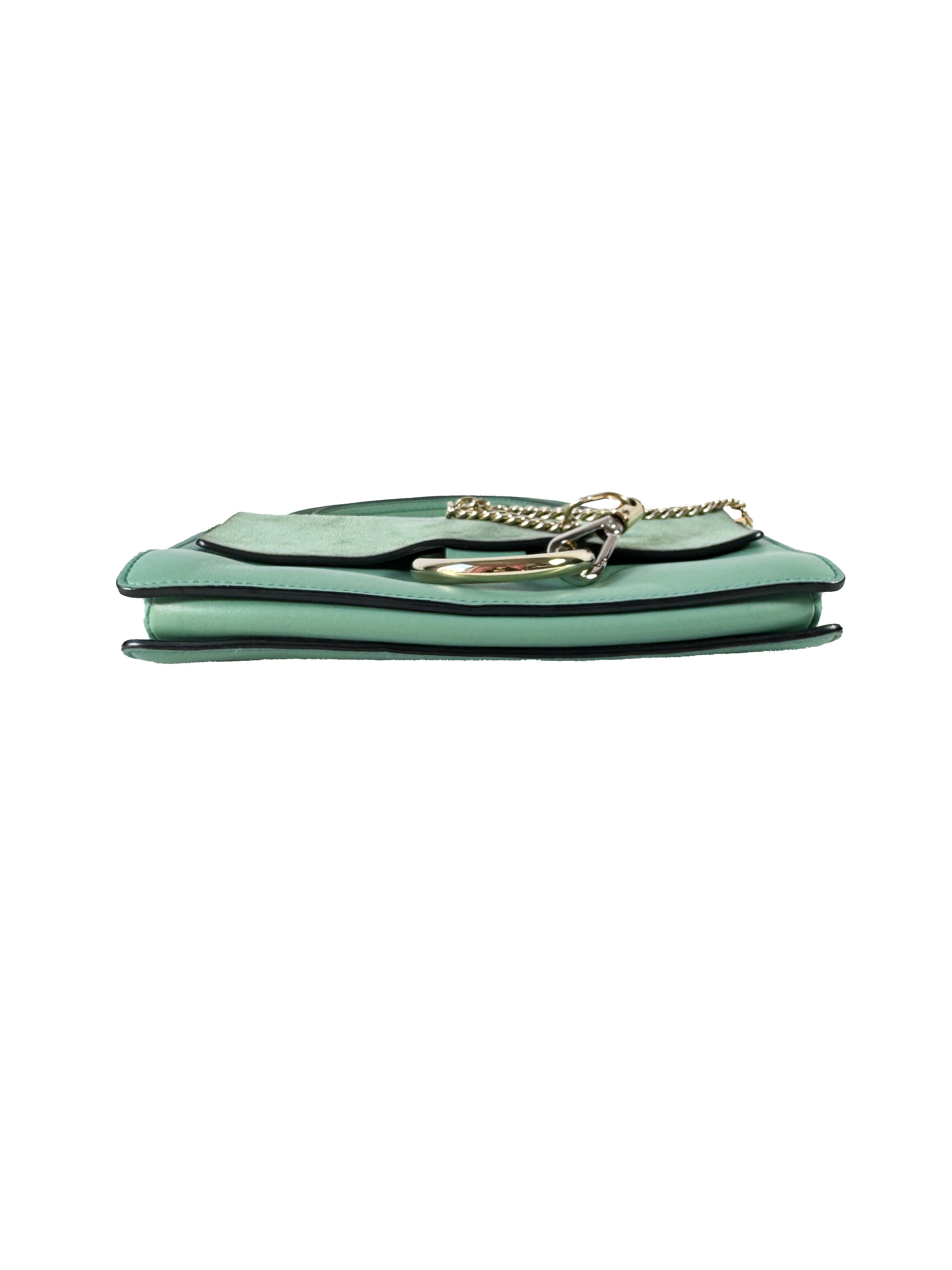 Chloé green leather suede Faye small crossbody 01-17-99-65