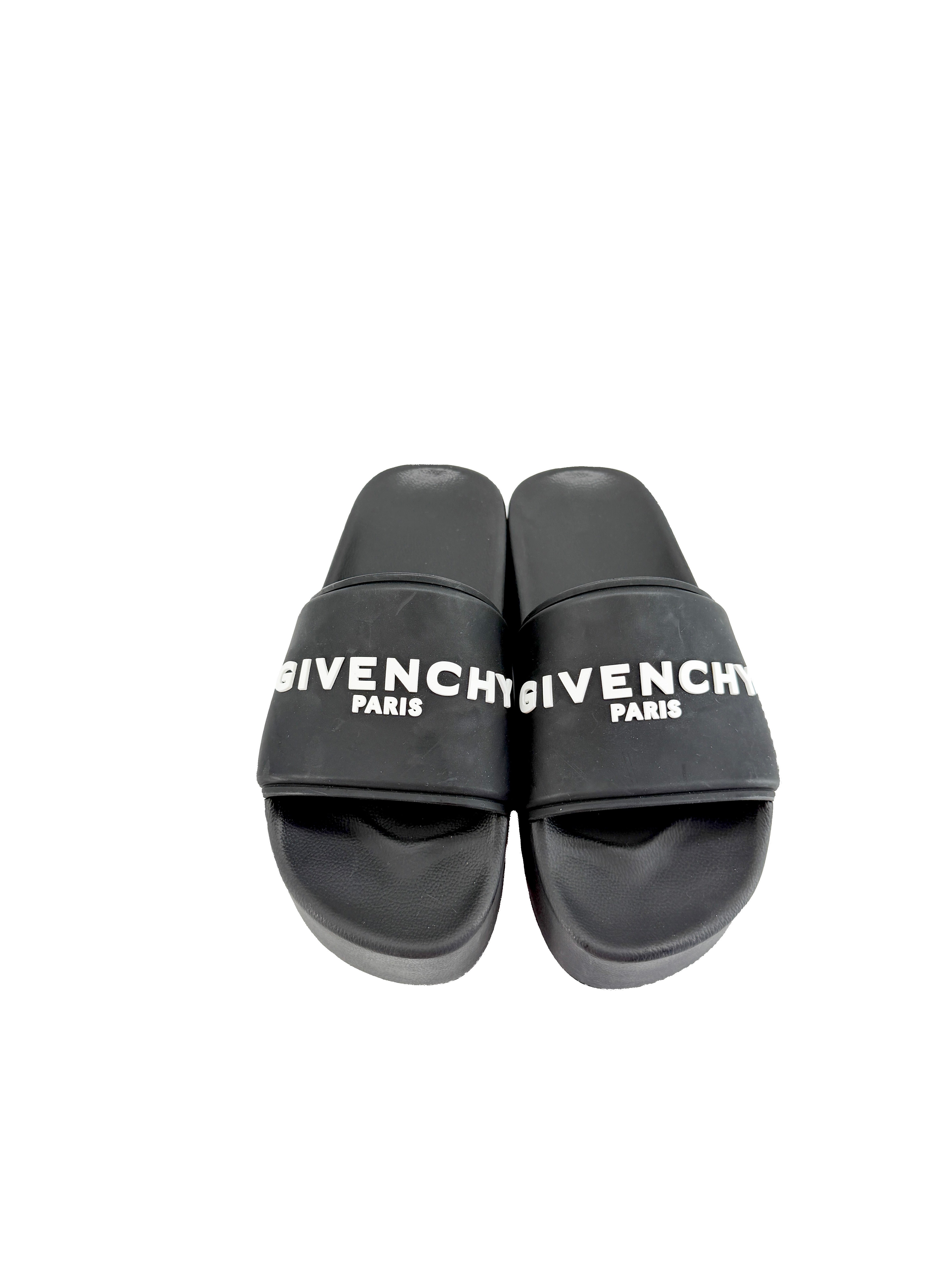 Givenchy black rubber platform slides size 38 BOX