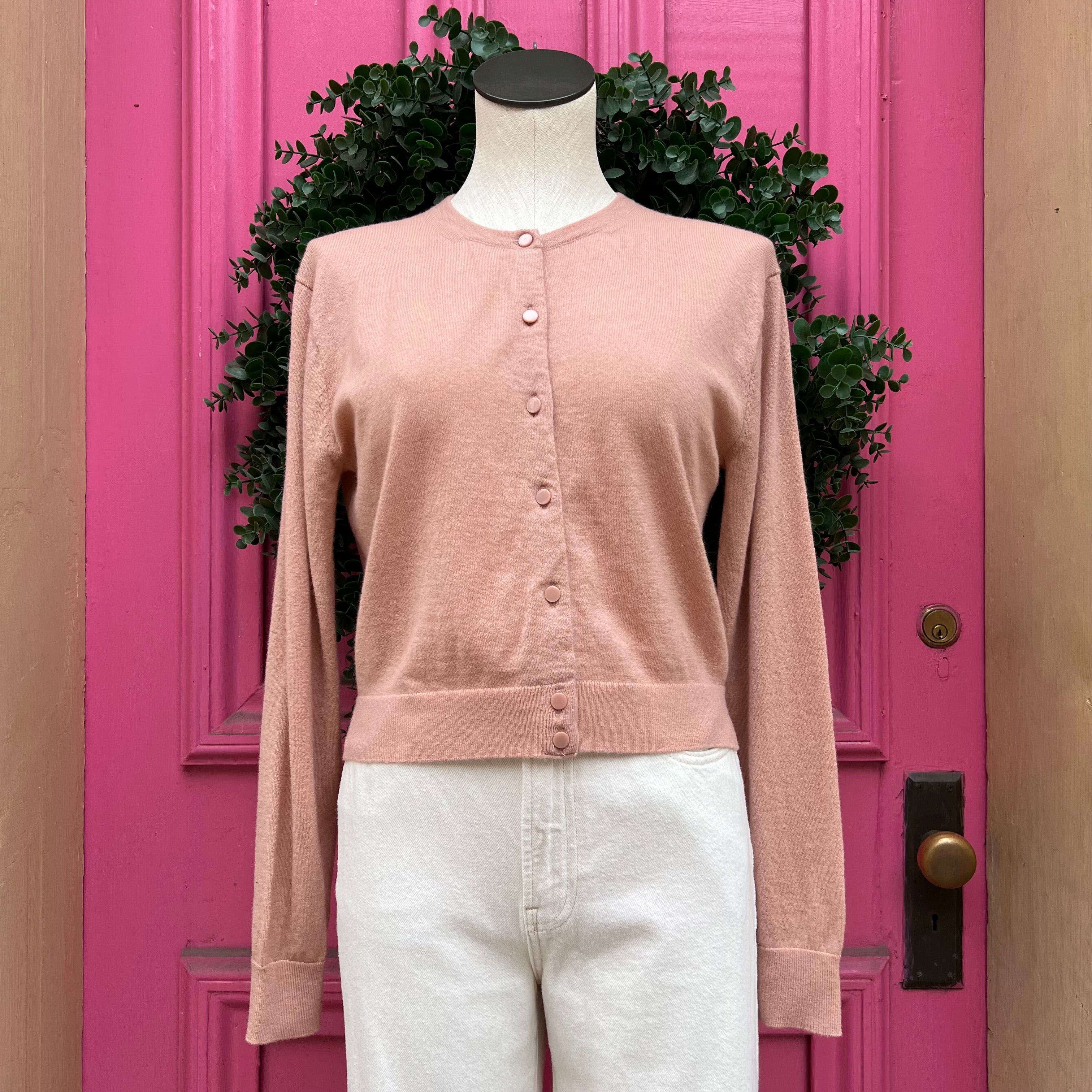 J. Crew pink cashmere lightweight cardigan size S
