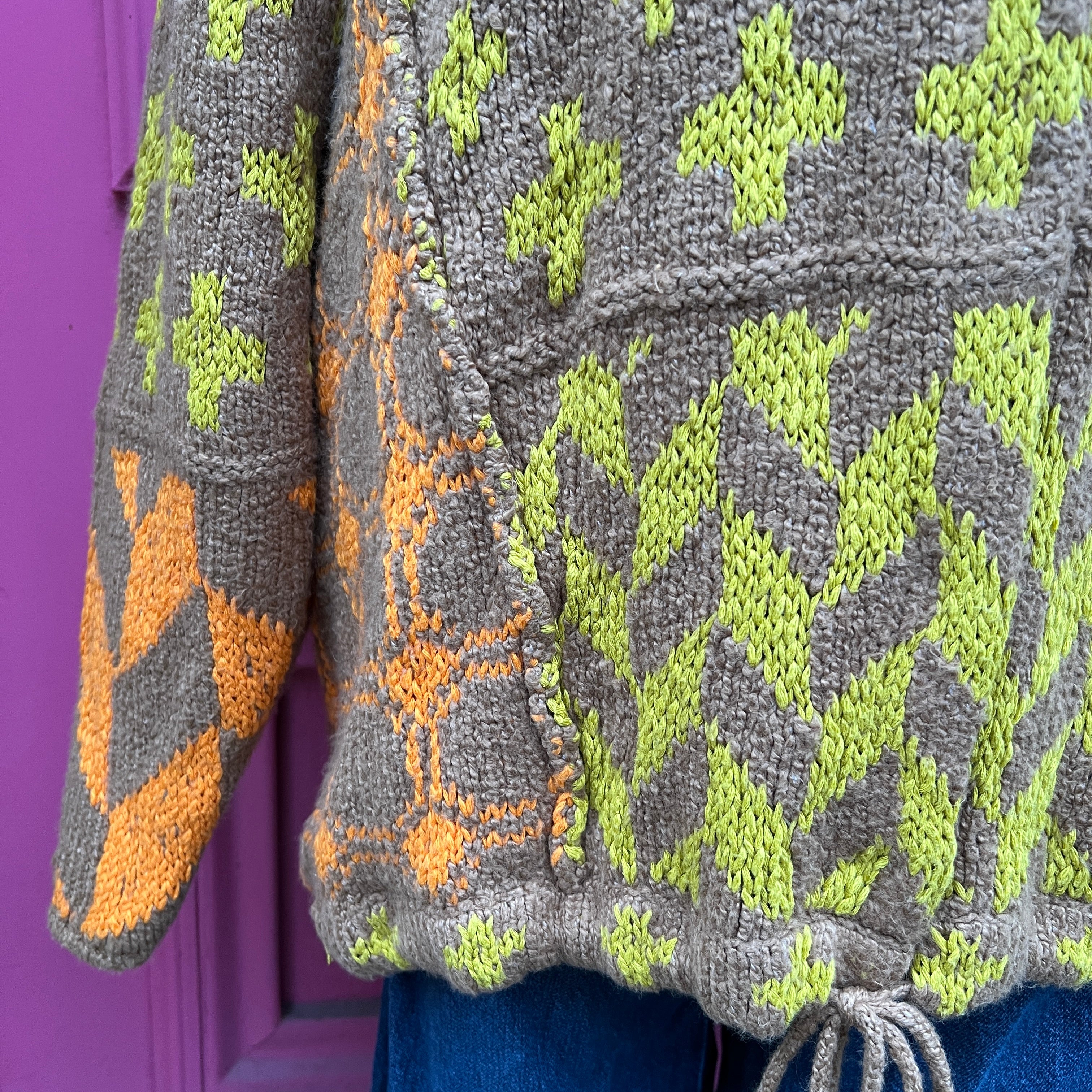 Free People brown orange print cardigan size S NWT