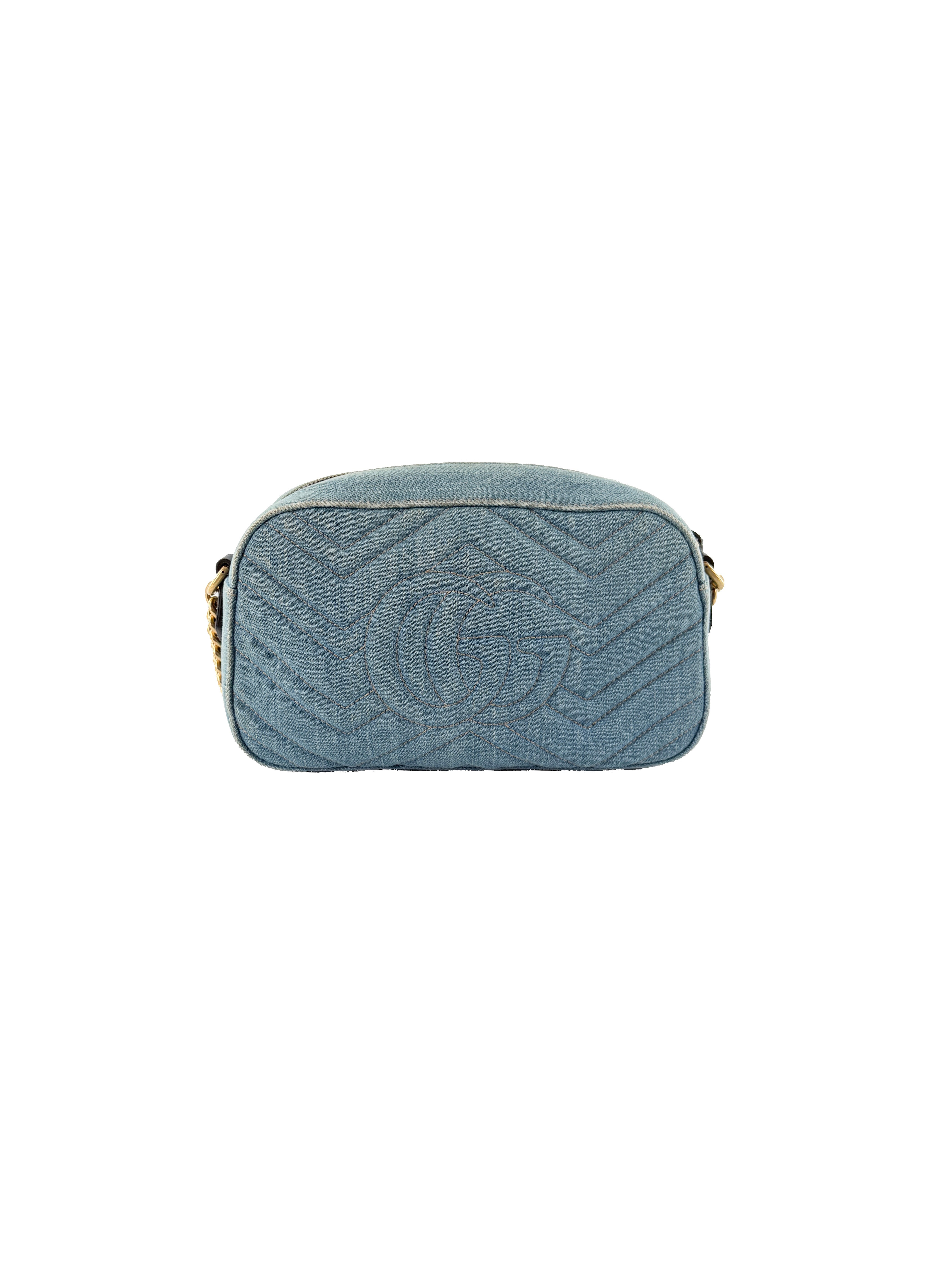 Gucci denim Marmont Matelassé Pearly GG crossbody 447632 520981