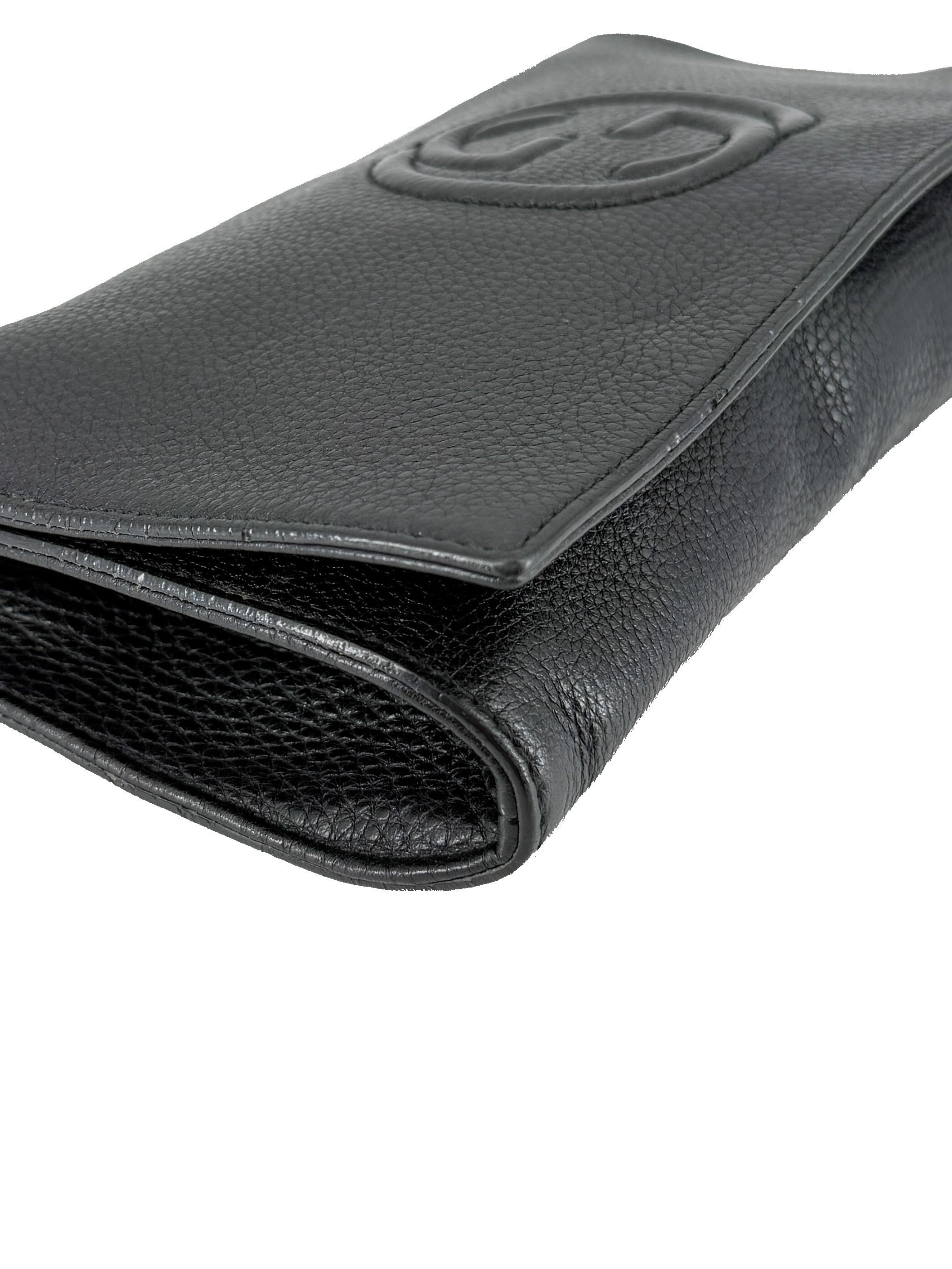 Gucci black leather soho disco clutch 336753 486628
