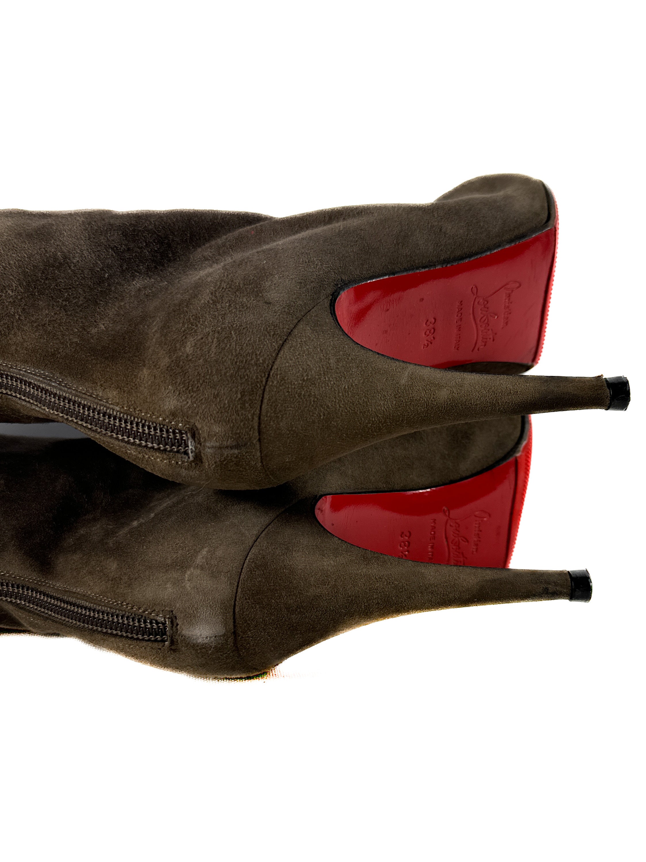 Christian Louboutin taupe suede knee high boots size 38.5 *as is*