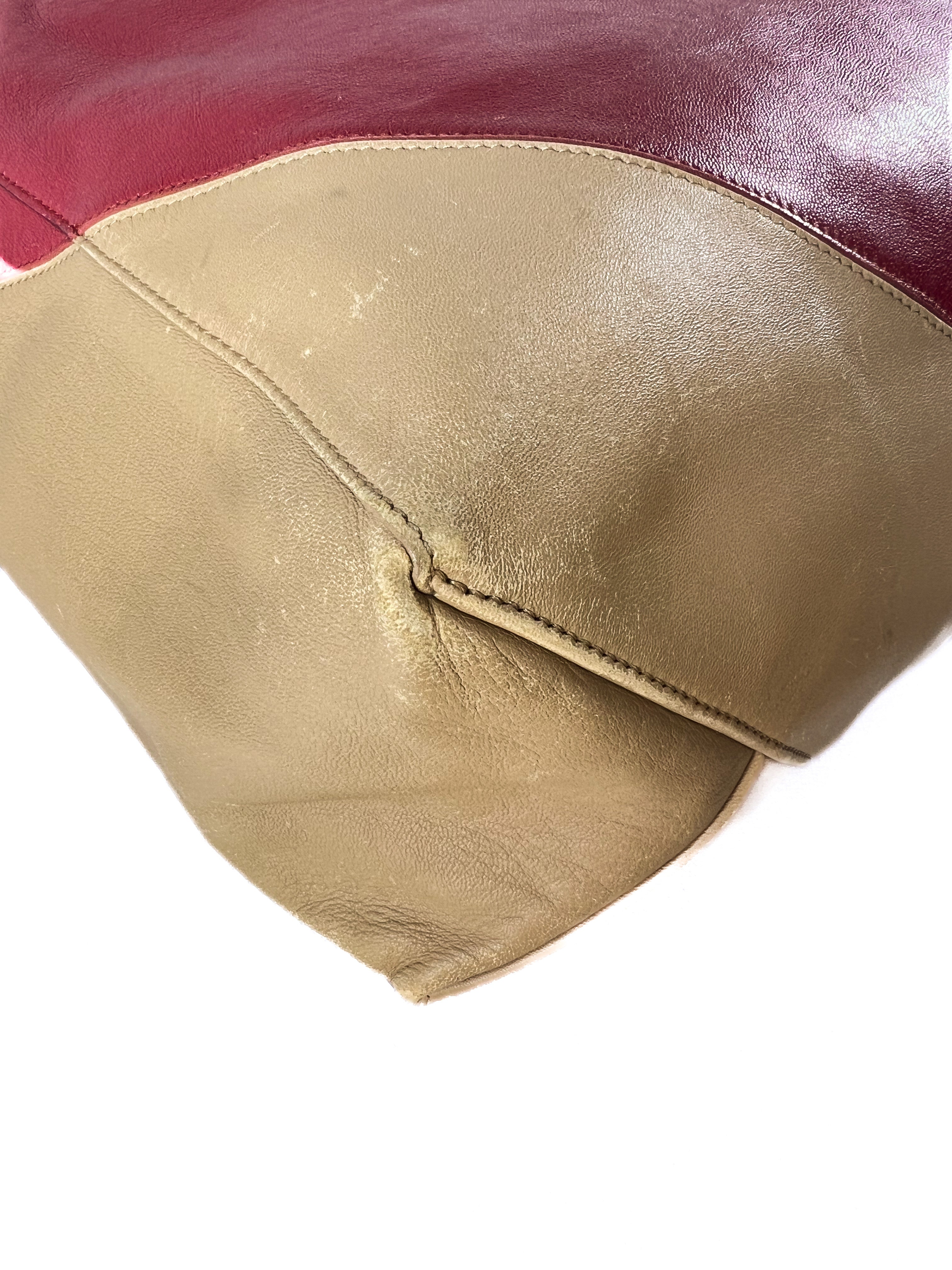 Celine Cabas vertical red/beige leather tote FGA0153