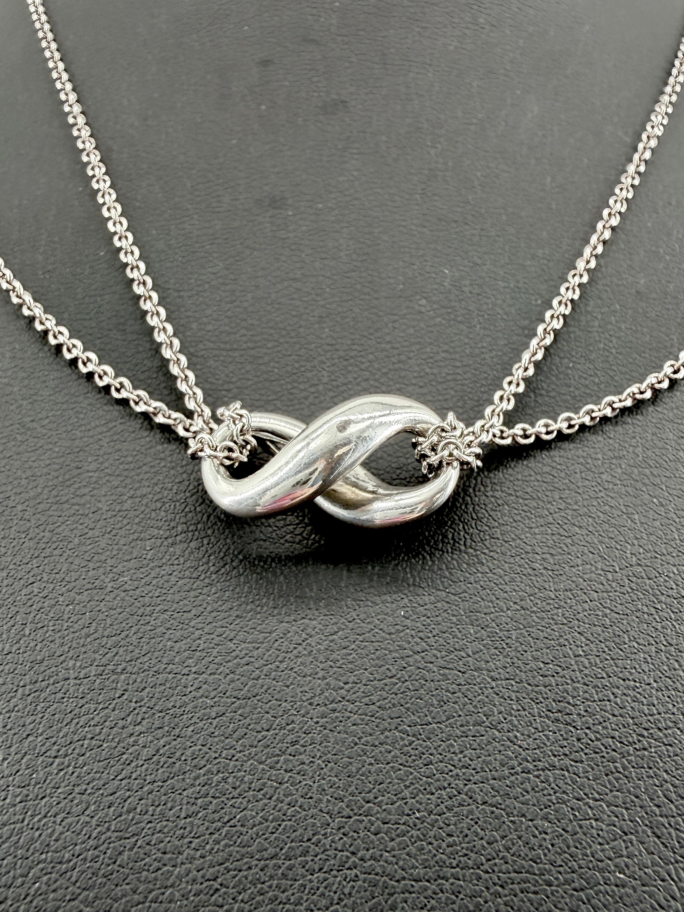 Tiffany & Co sterling silver double strand infinity necklace