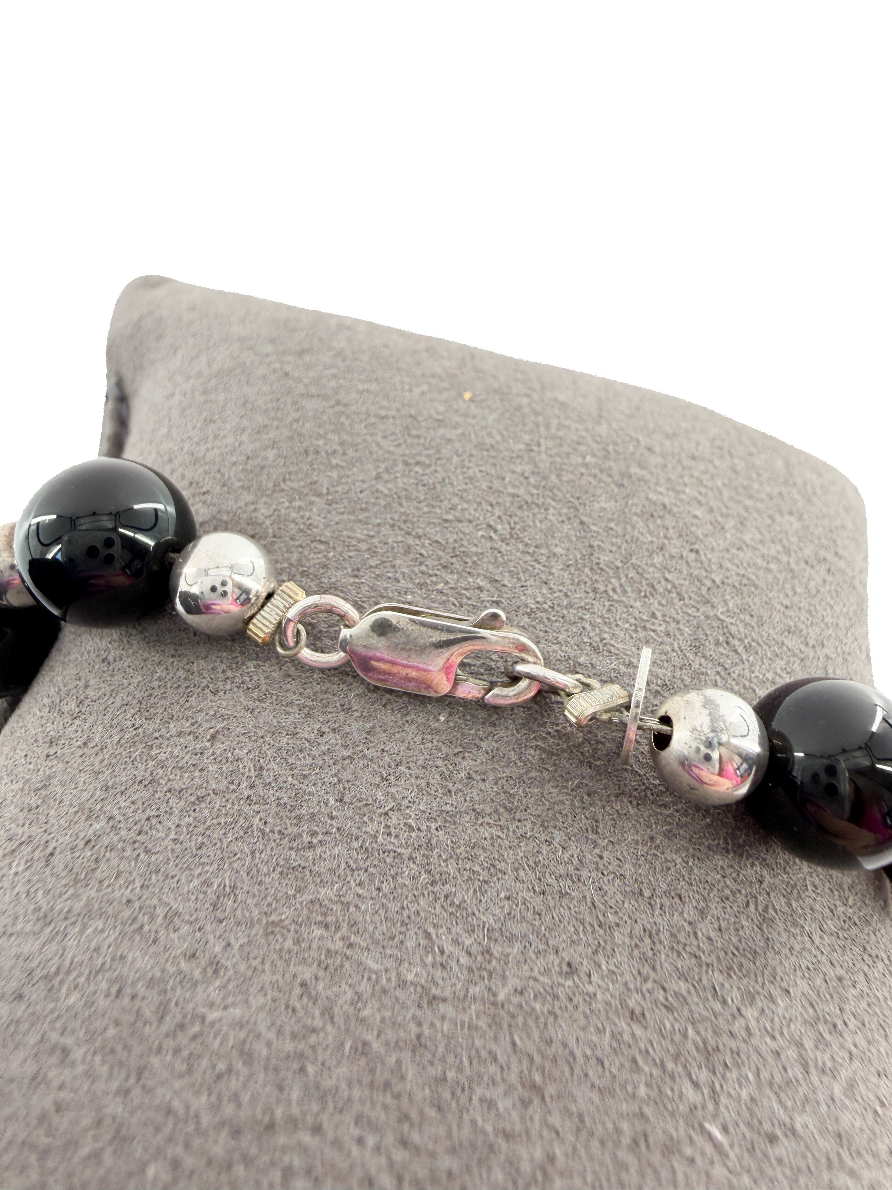 Tiffany & Co sterling silver, black onyx beaded ball bracelet