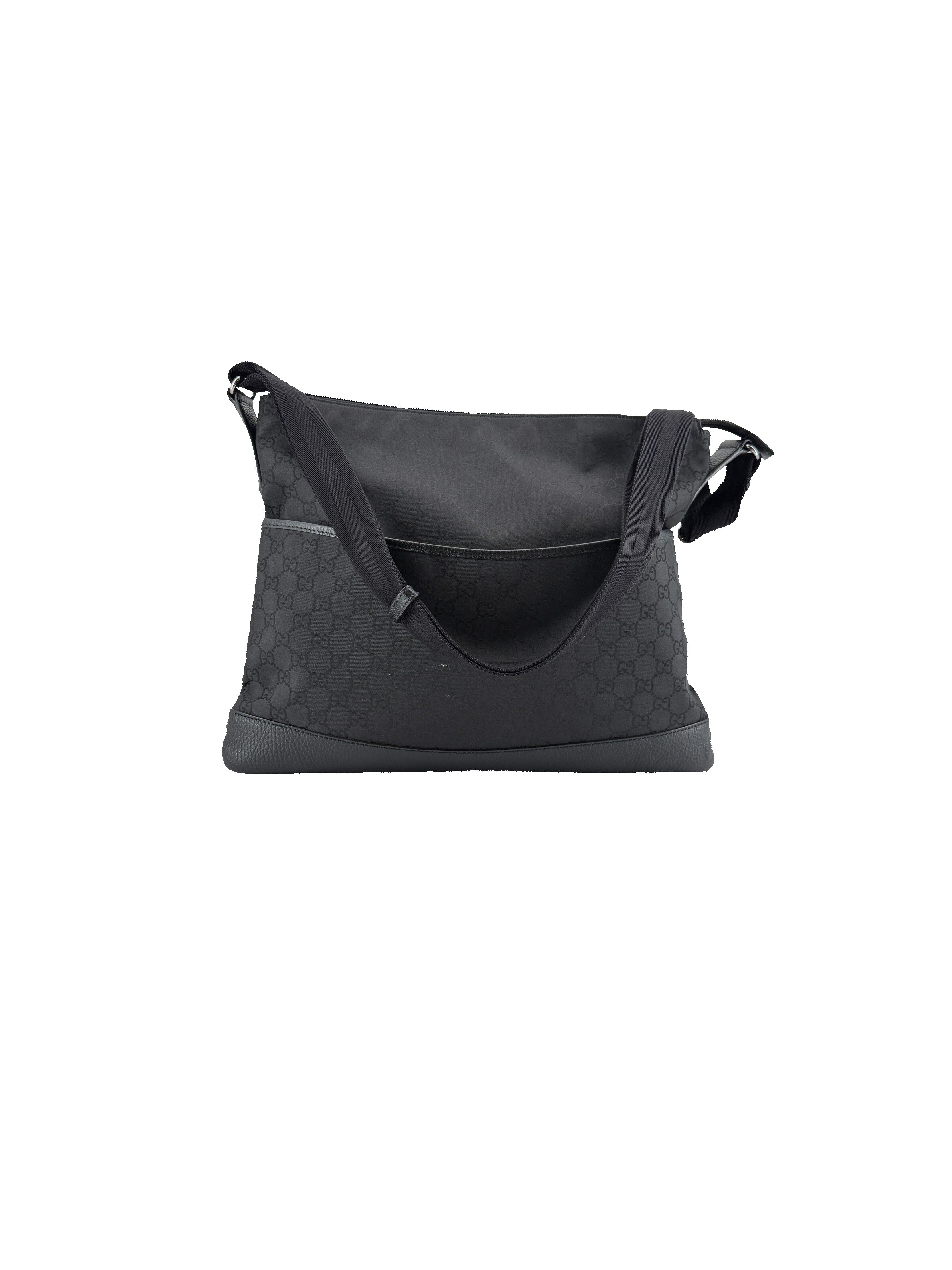 Gucci black signature canvas leather crossbody 374411 493492