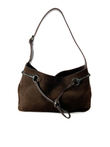 Gucci brown suede horsebit hobo shoulder bag