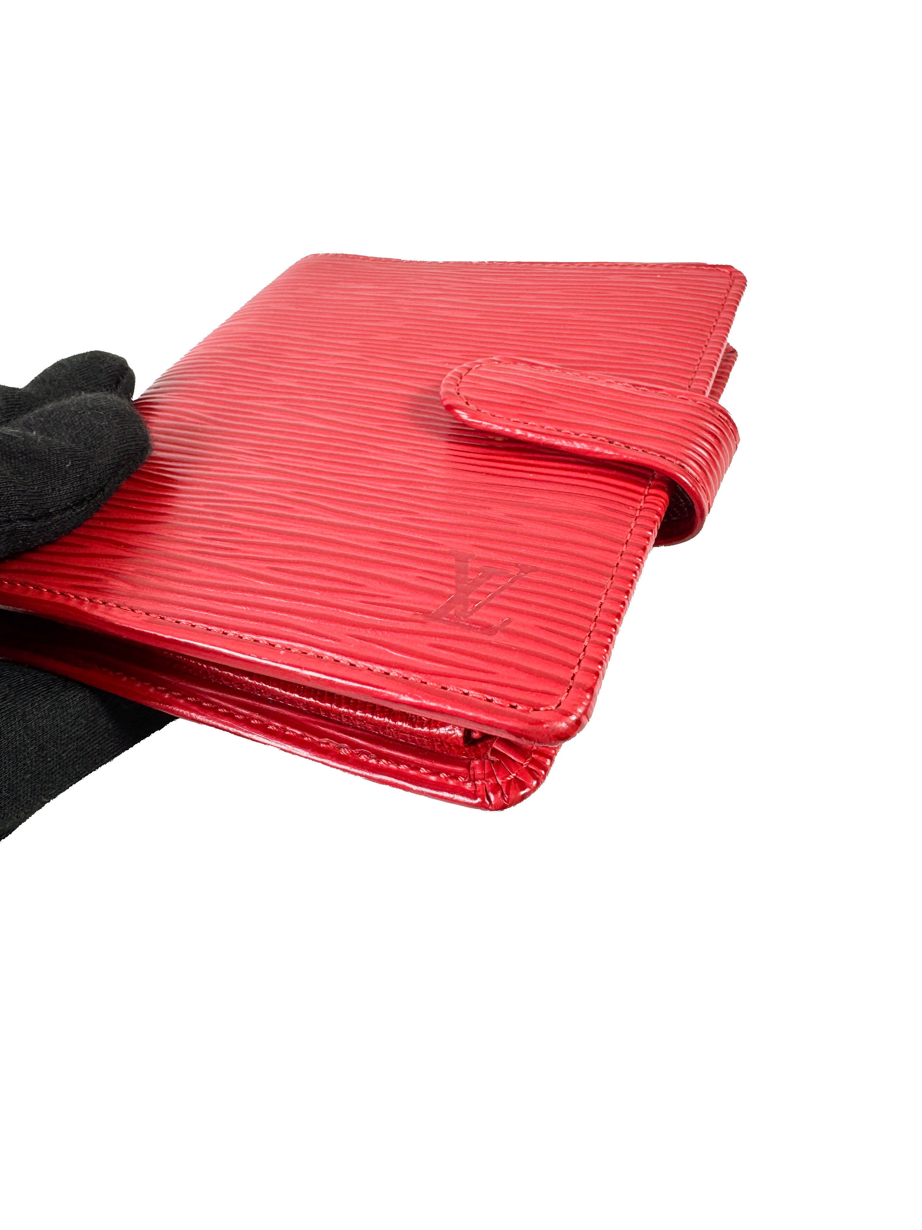 Louis Vuitton red epi leather vintage wallet MI0043