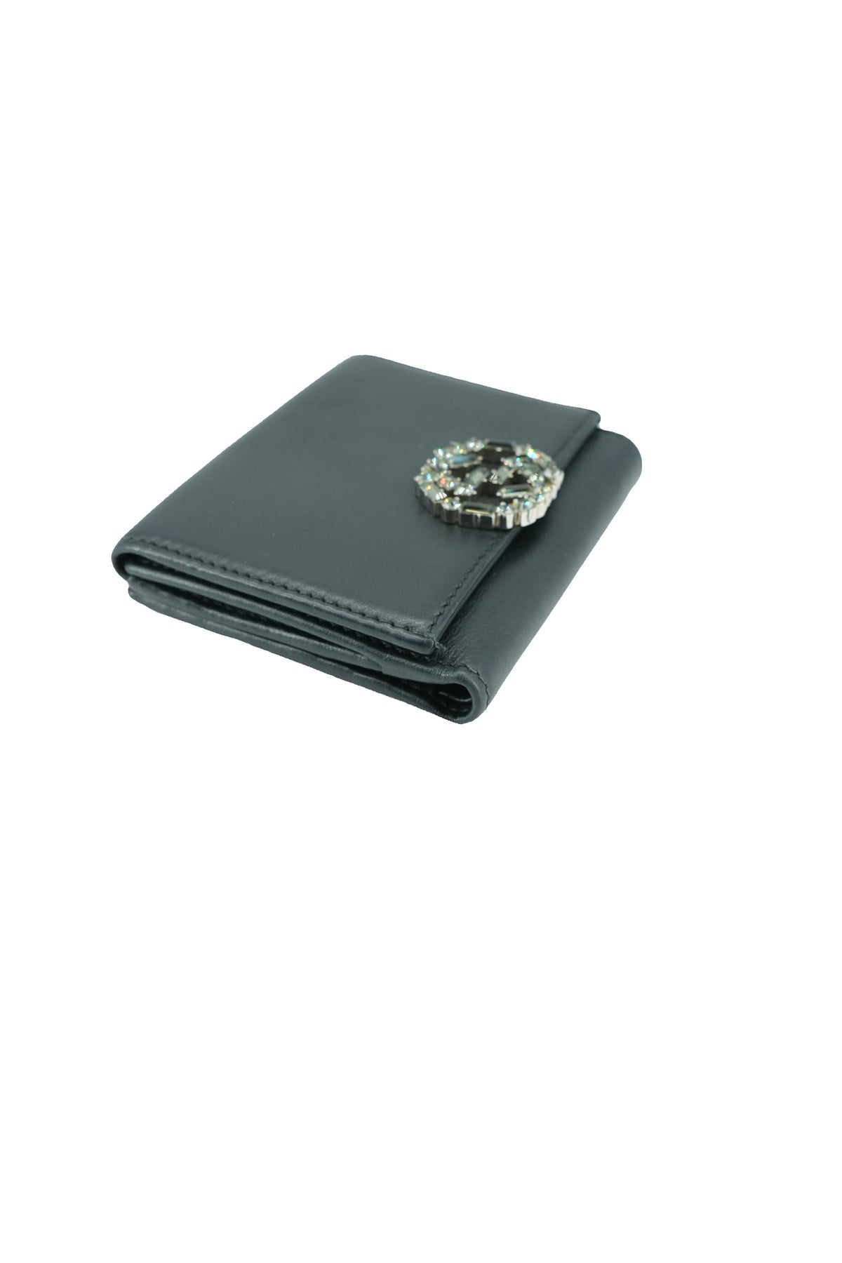 Gucci black sparkling mini french flap wallet 496085