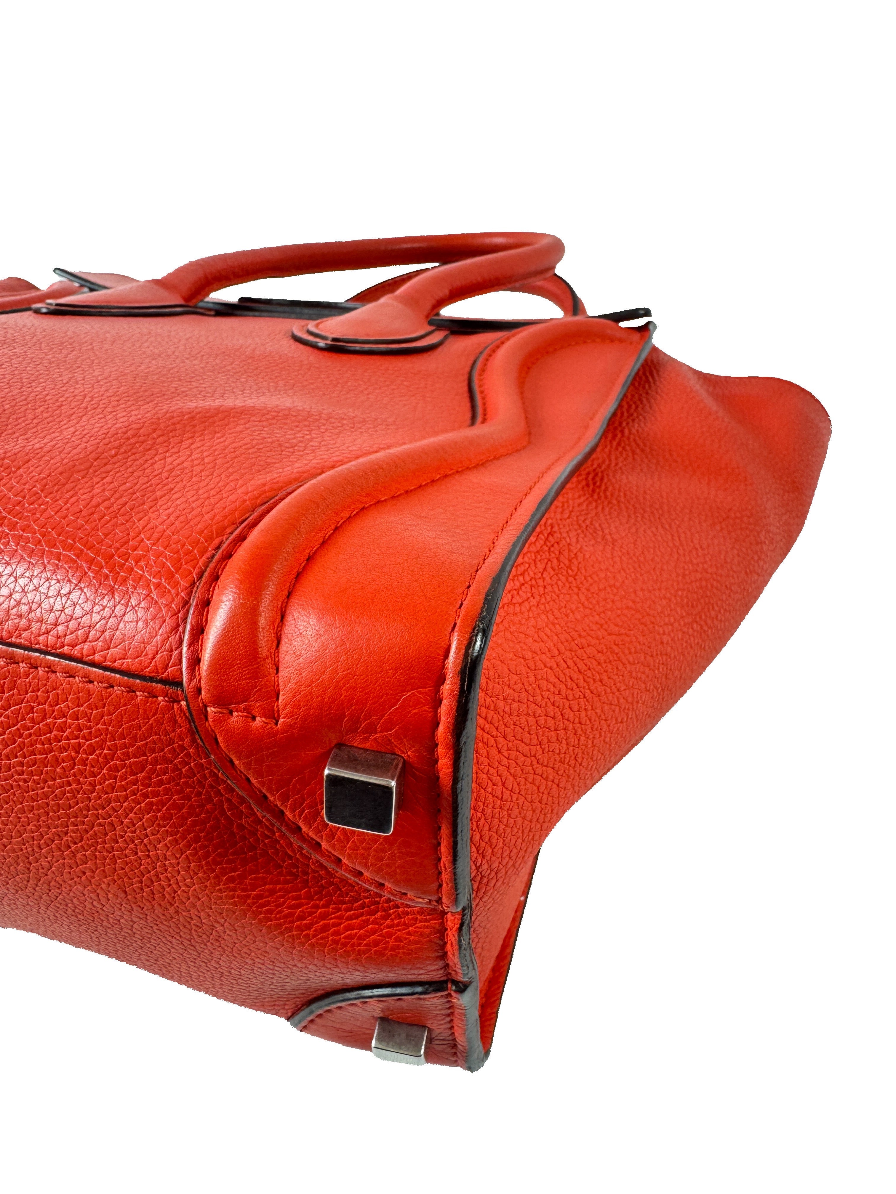 Celine red/orange micro luggage tote F-CE-0153