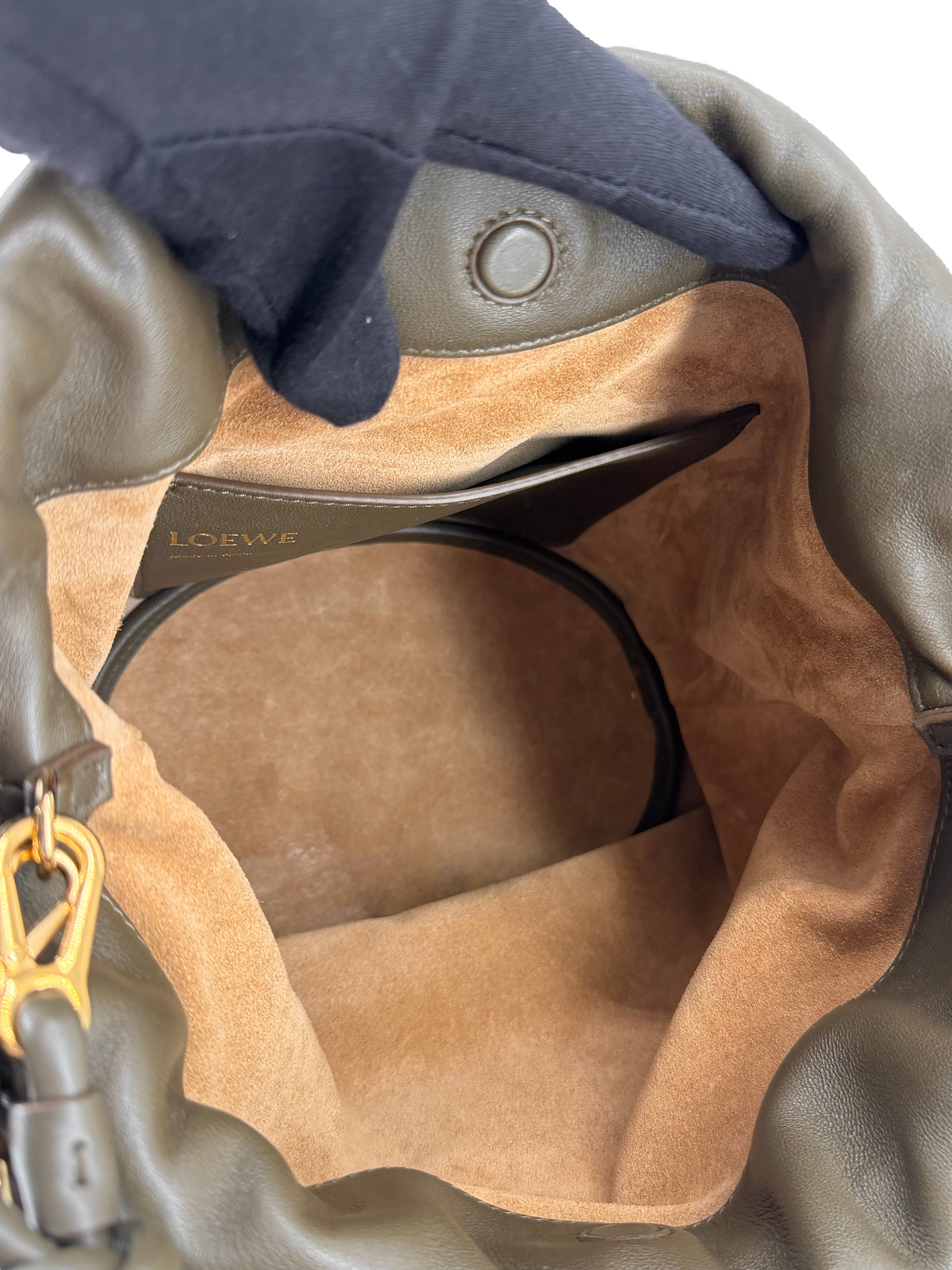 Loewe olive Flamenco bucket bag 252415