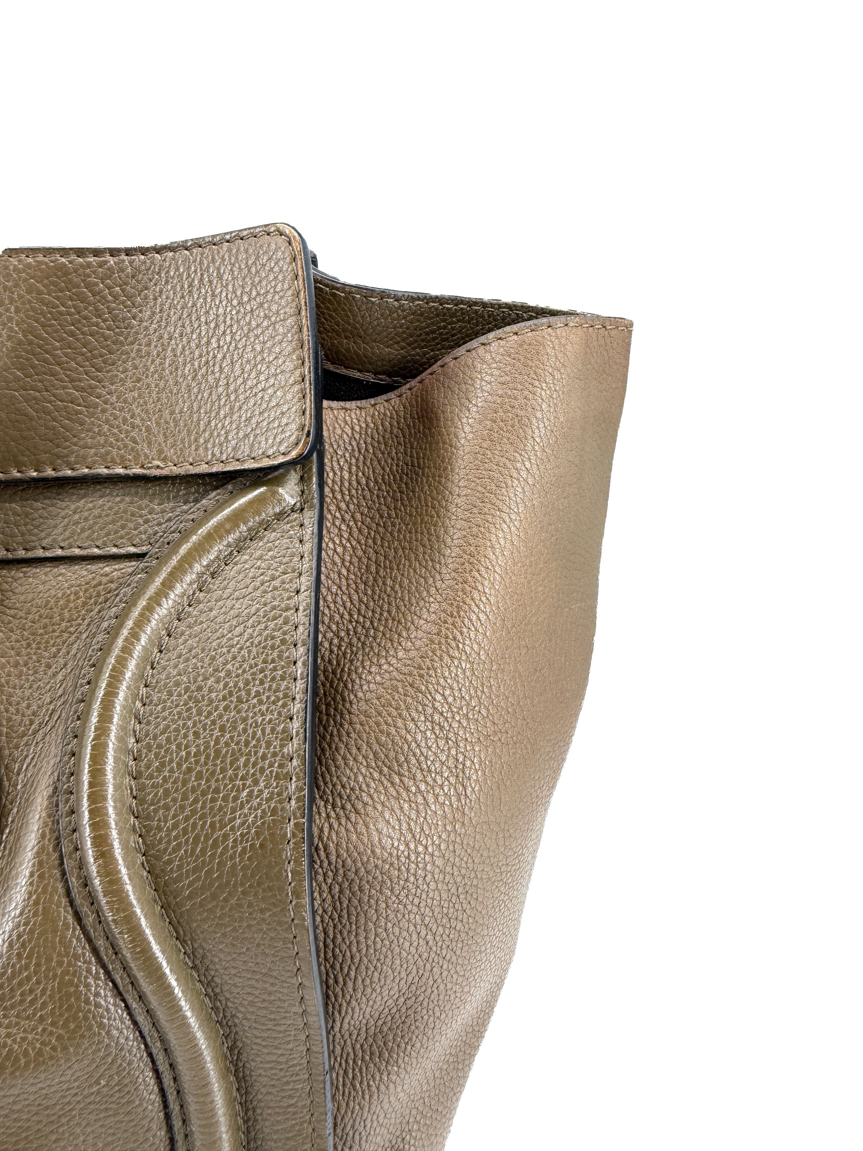 Celine olive leather mini luggage tote S-PA-1121