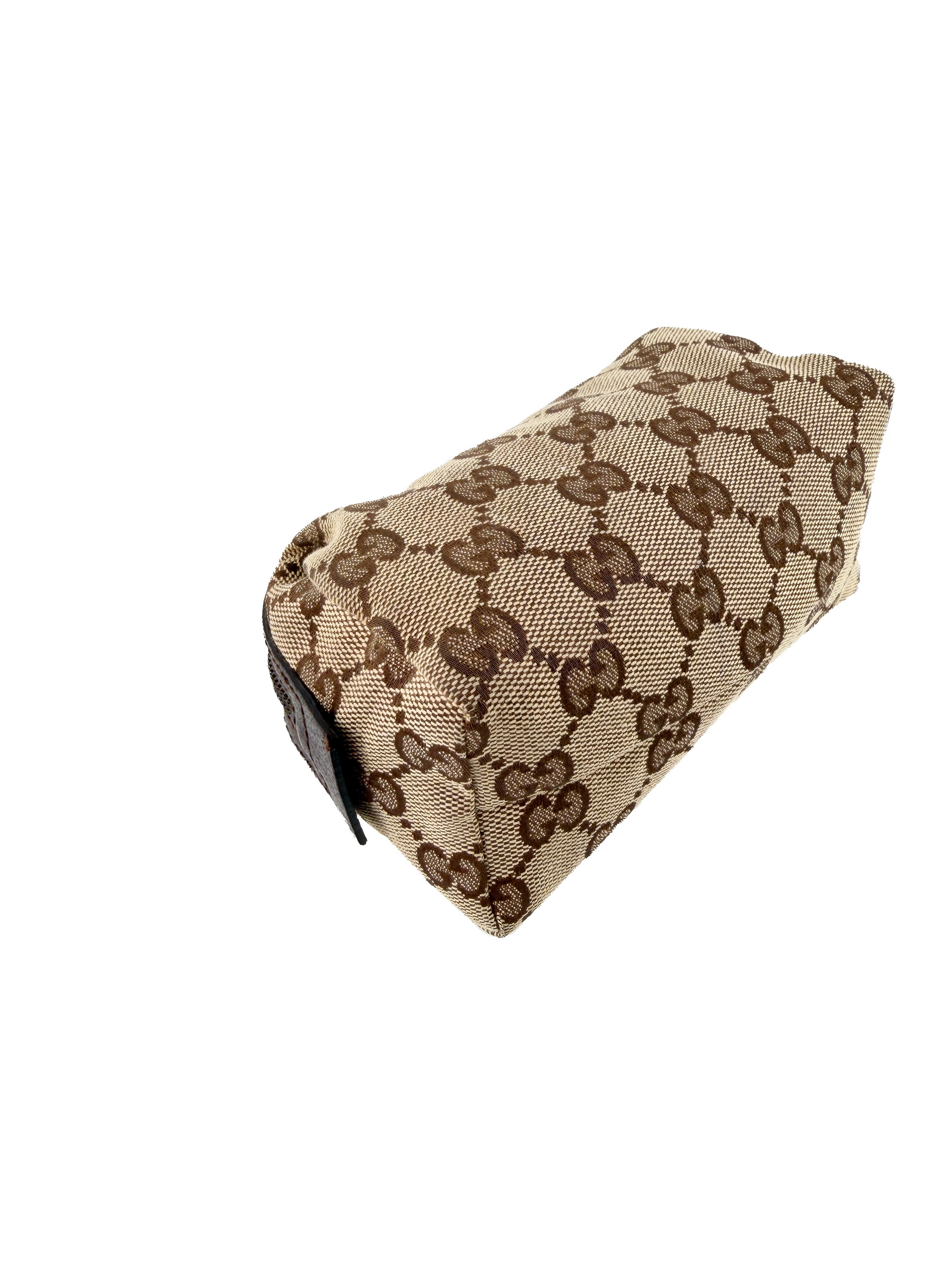 Gucci brown canvas GG zip pouch 29596 205027