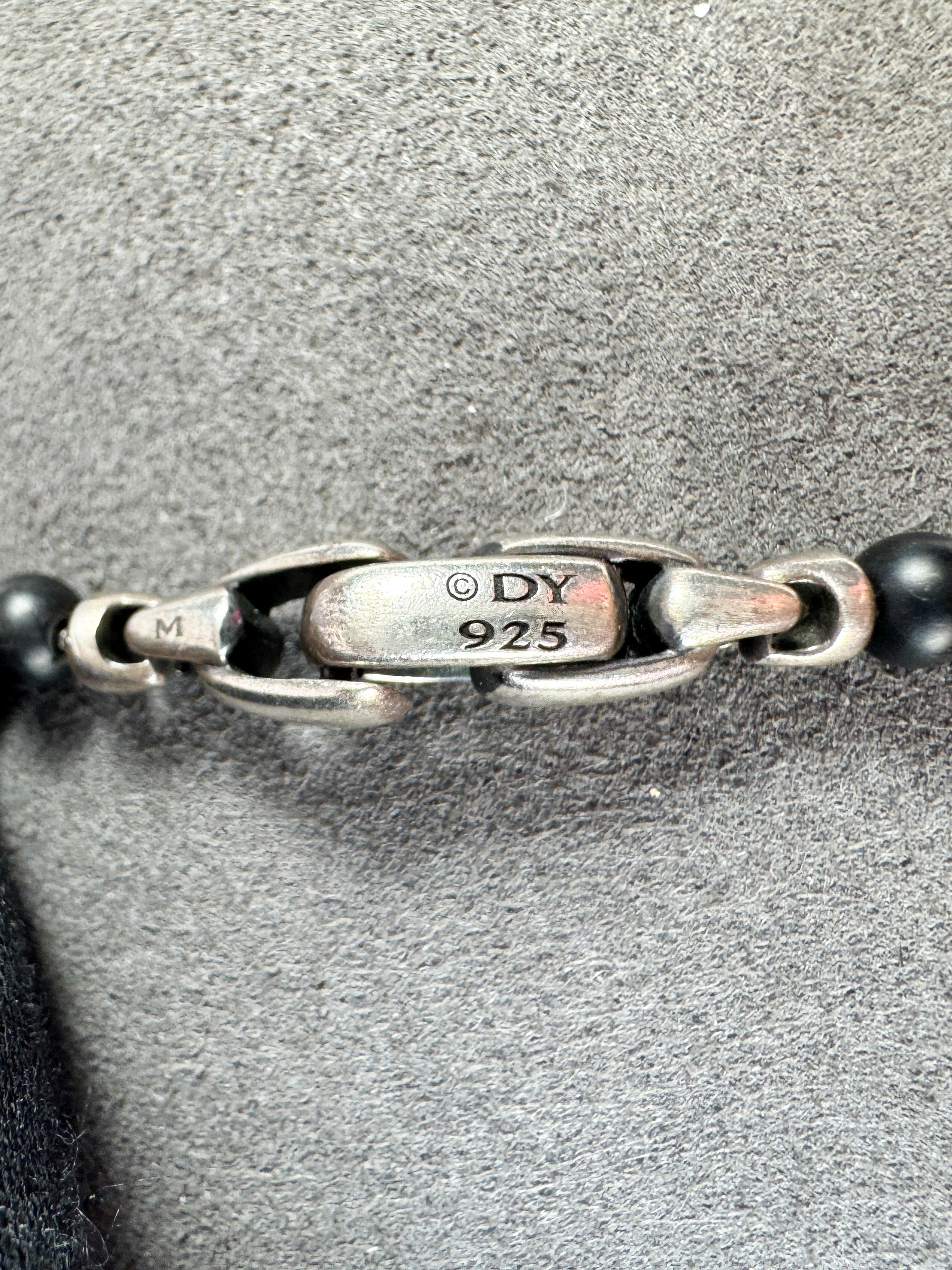 David Yurman sterling silver black onyx skull bracelet