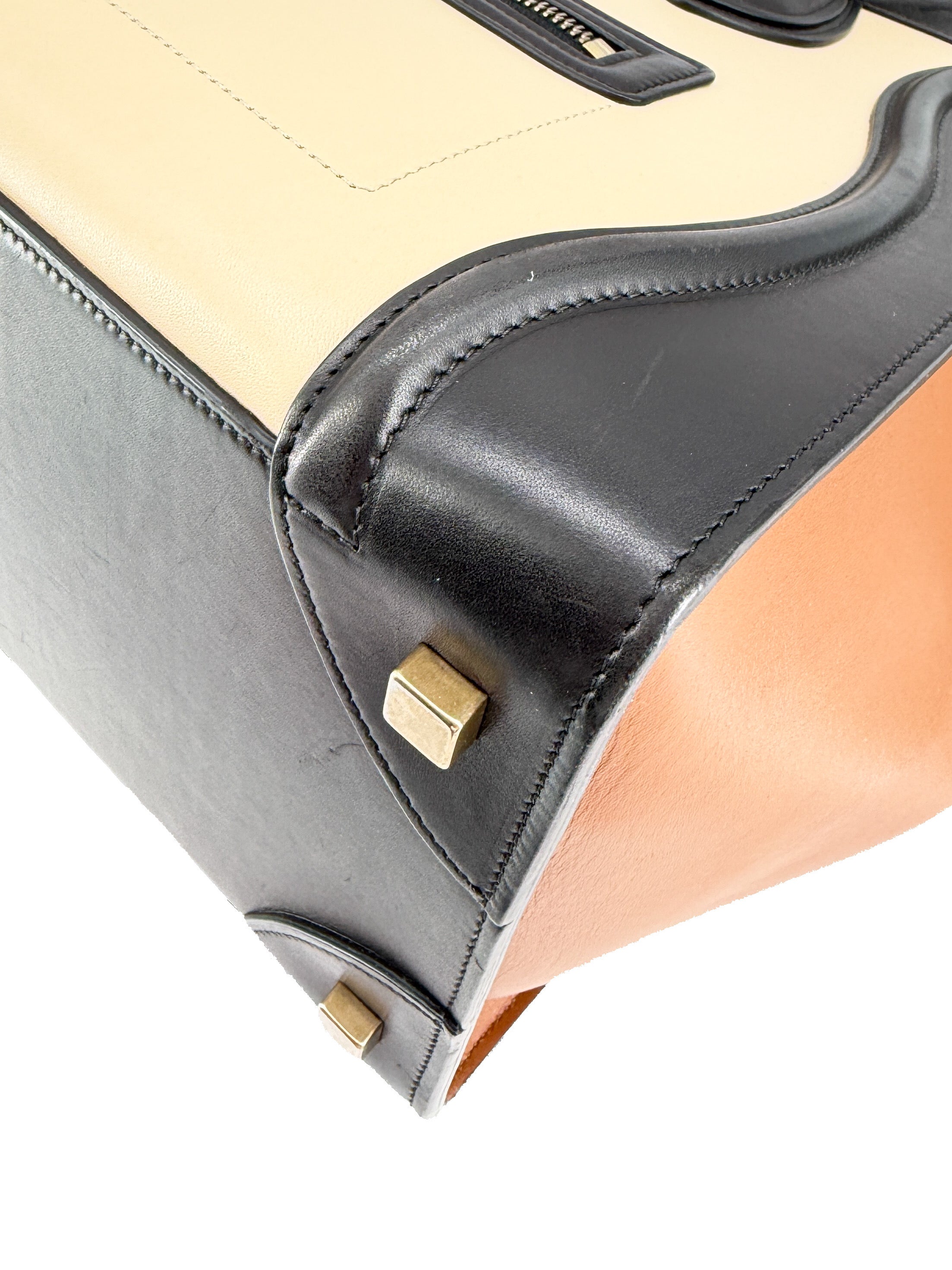 Celine tricolor cream, black, brown luggage mini F-CU-0144
