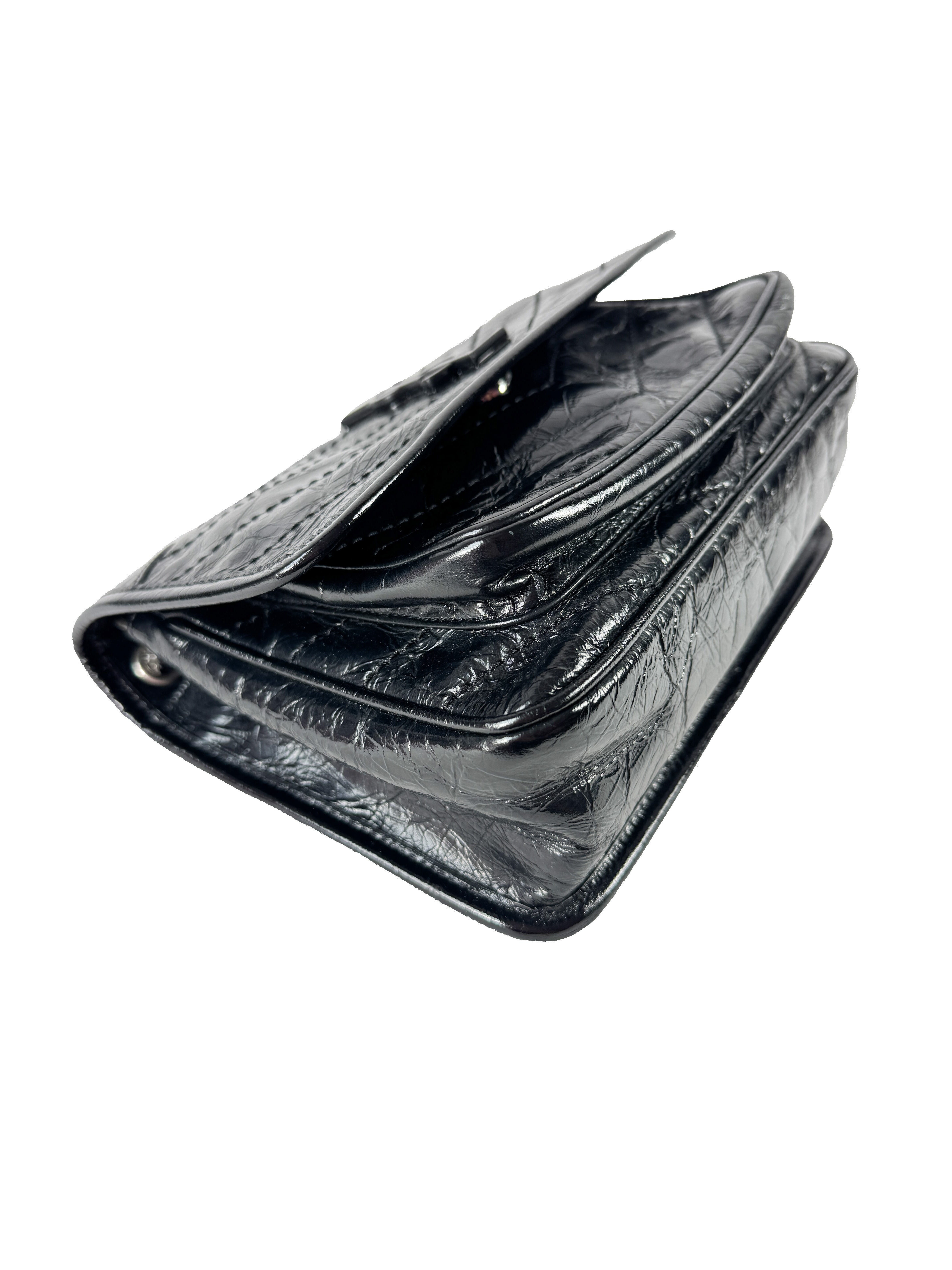 Saint Laurent black crinkled leather Niki MAL633160-0722