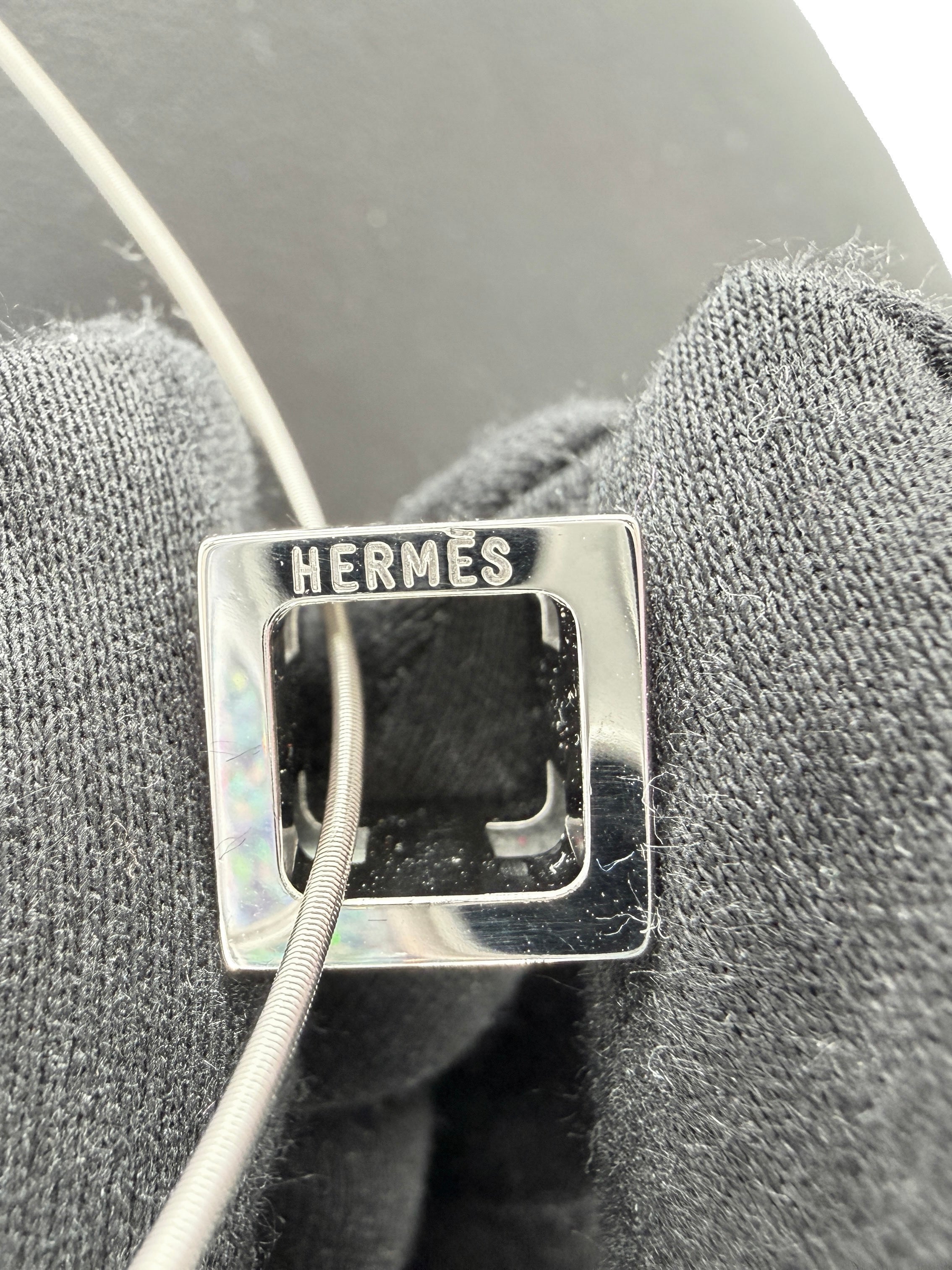 Hermès pink silver Cage D' H necklace