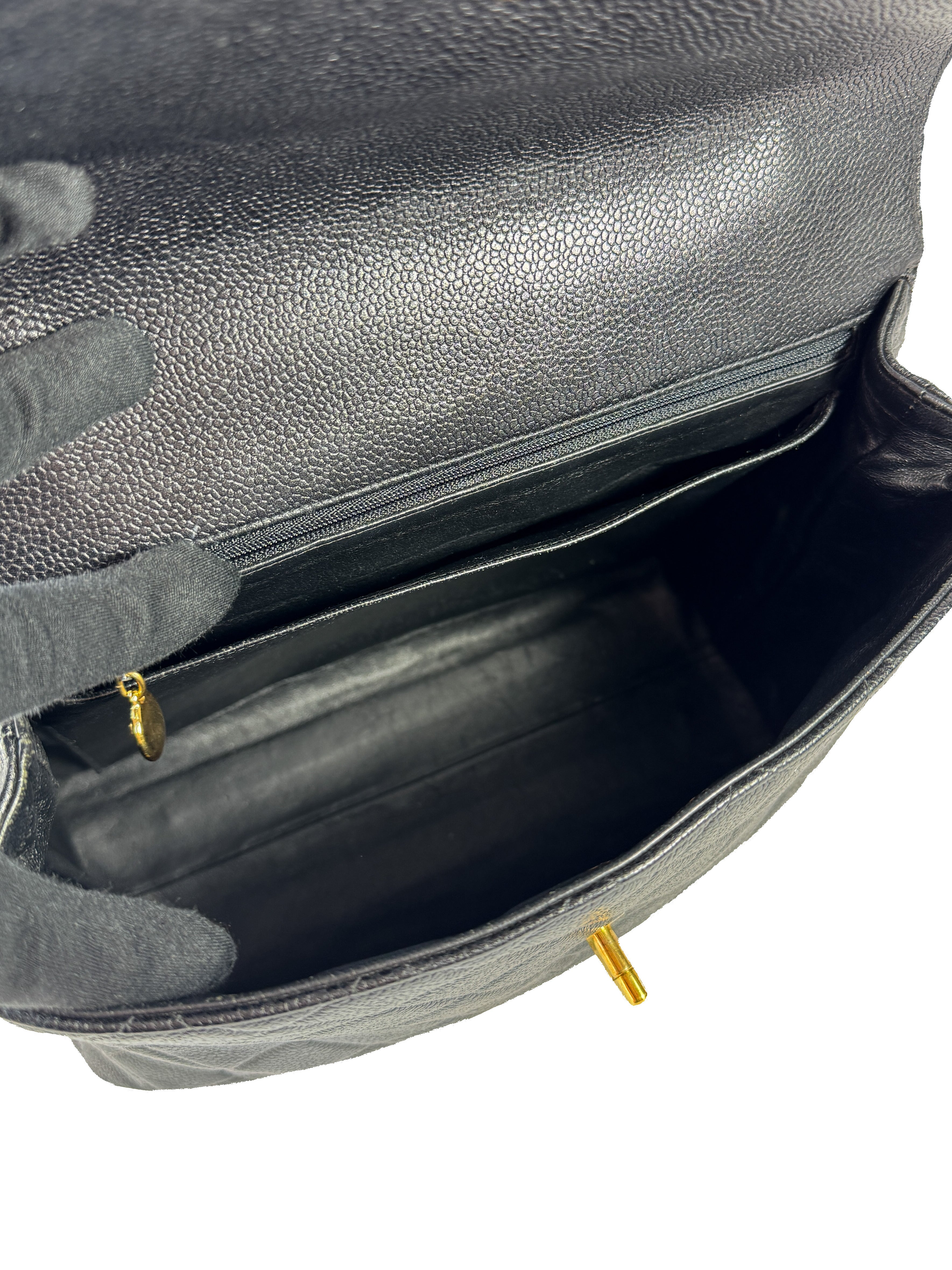 Chanel Caviar Quilted Jumbo Kelly Flap Black 4367160