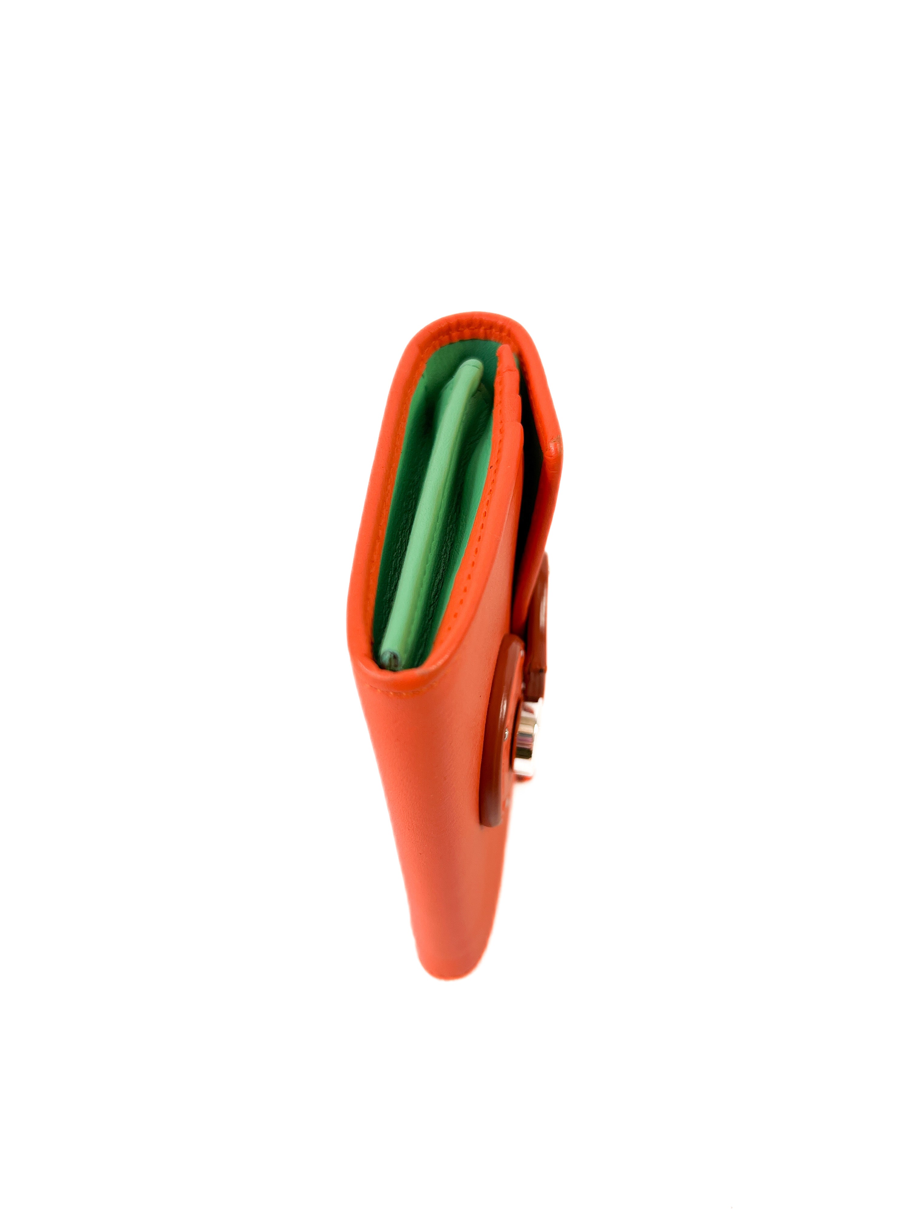 Ralph Lauren Ricky orange leather card zip wallet