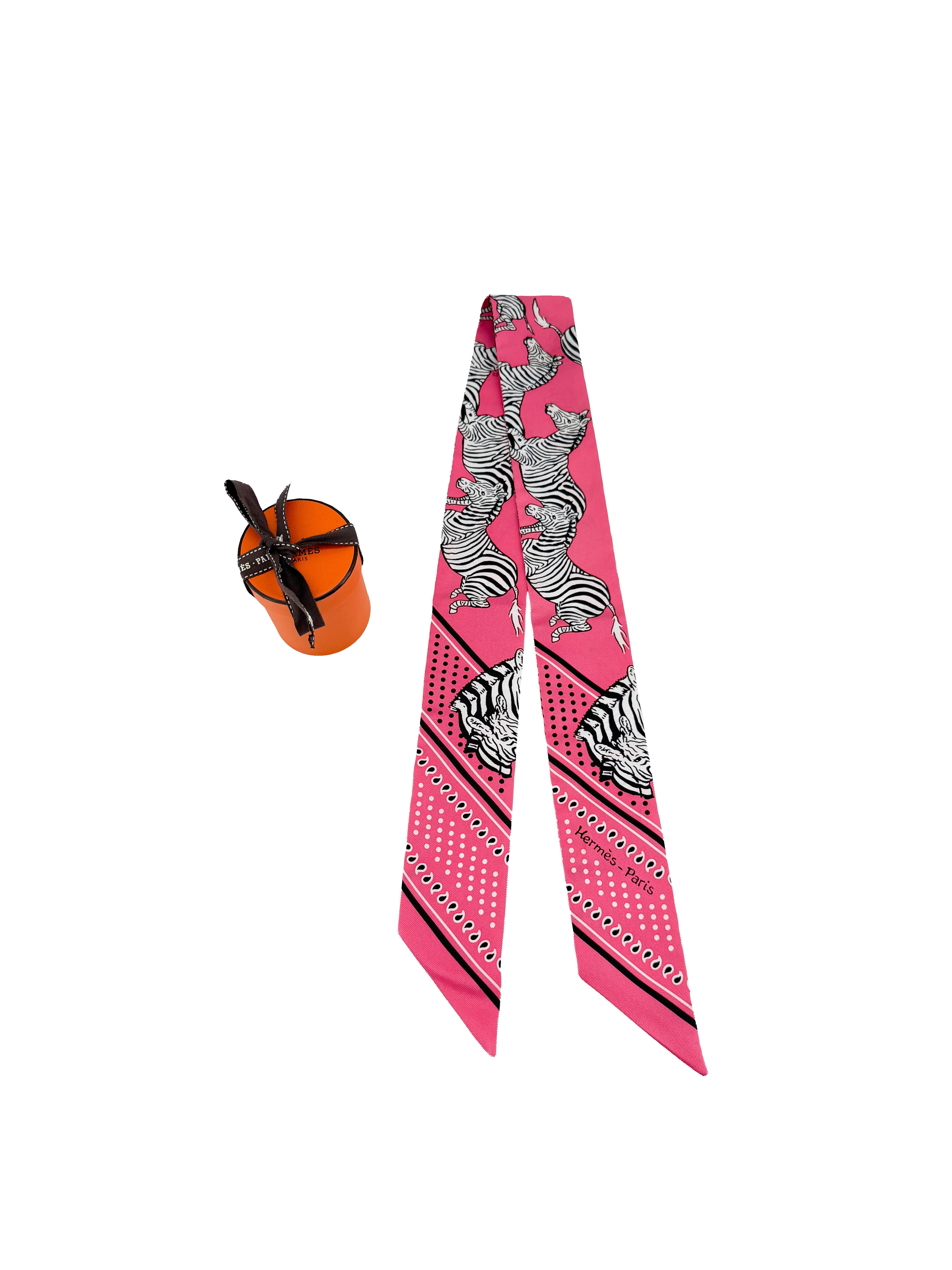 Hermès Les Zebra twilly pink