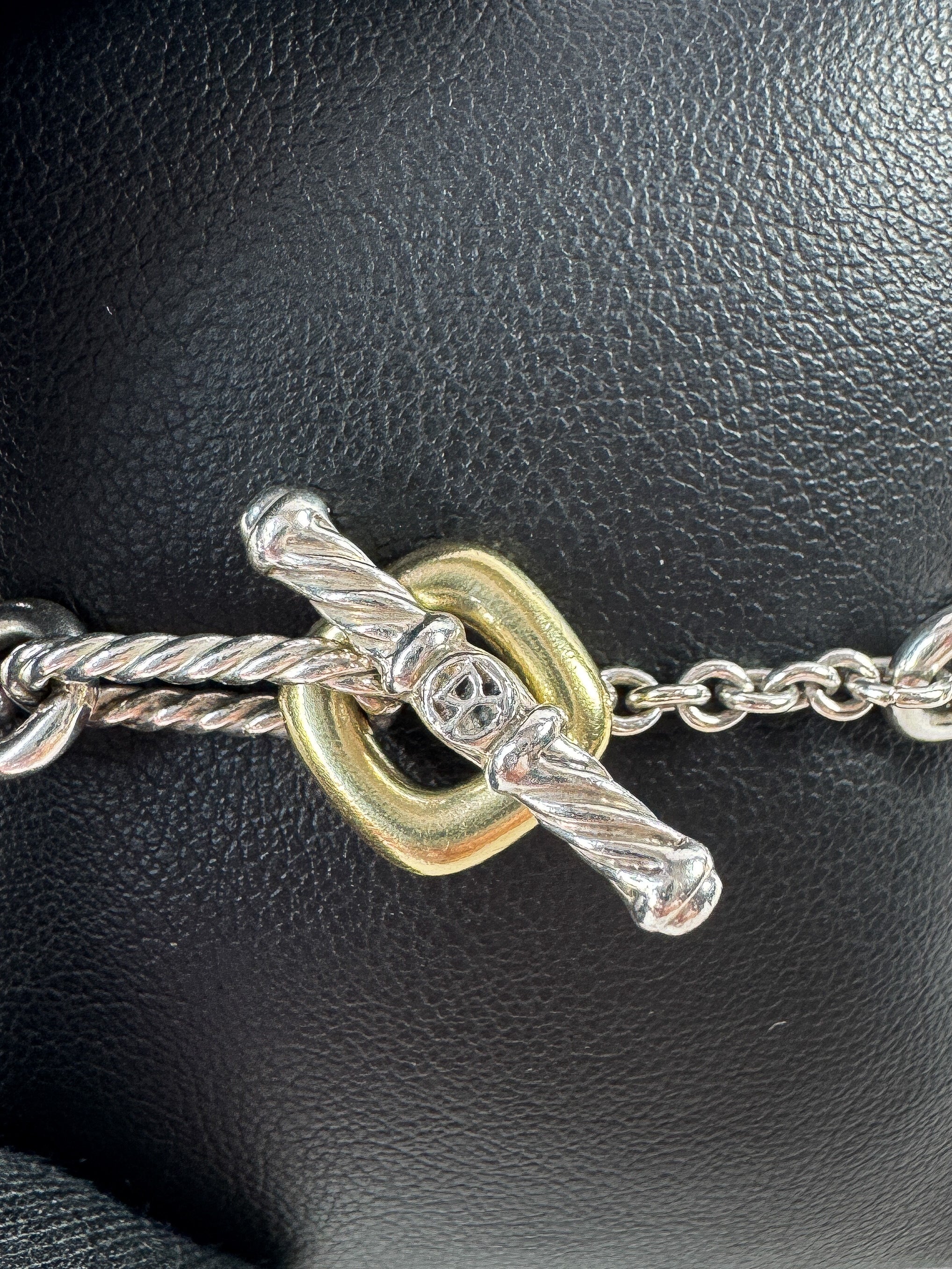 David Yurman two tone silver gold Figaro chain bracelet