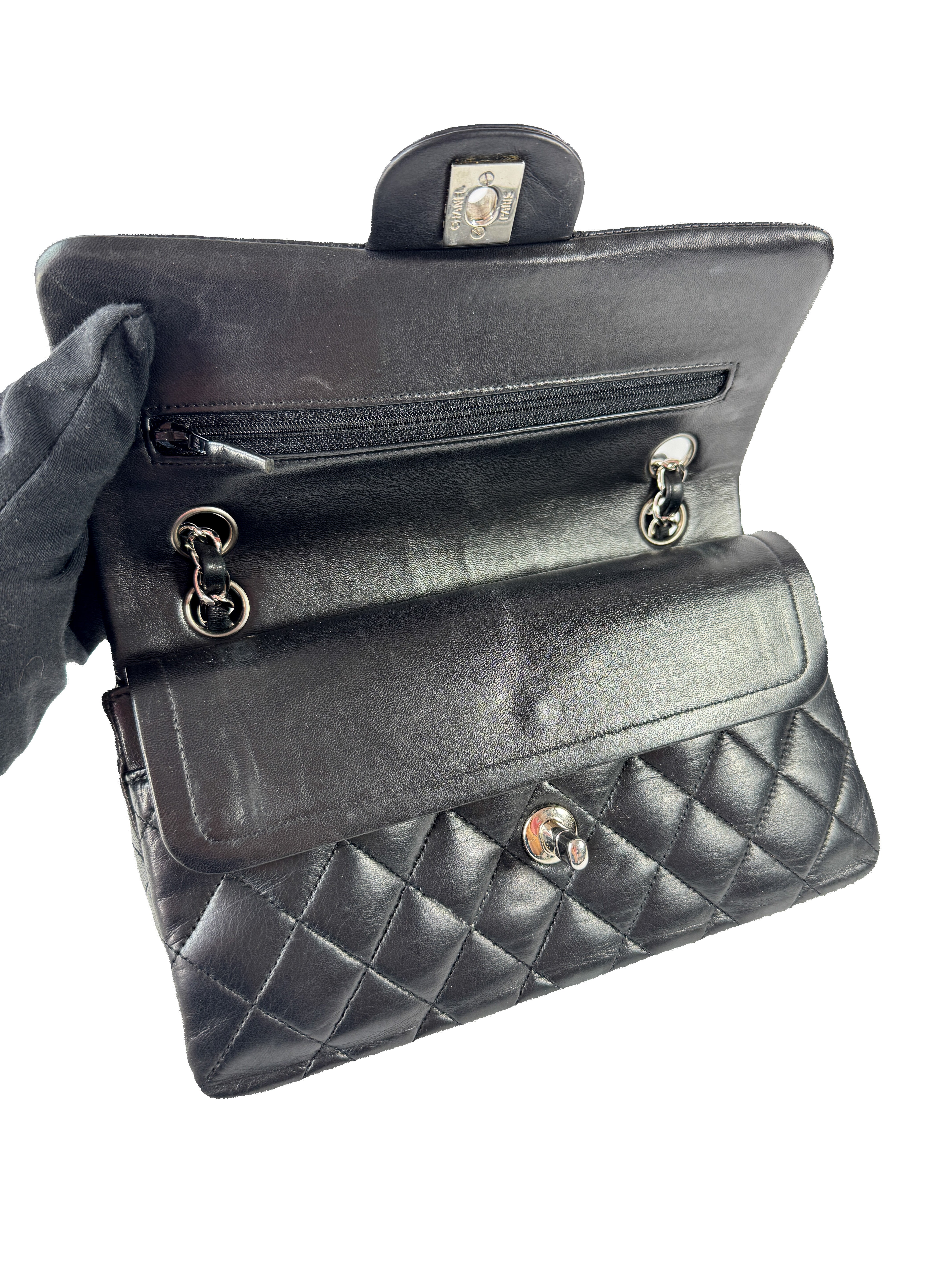 Chanel black classic small lambskin double flap 16299499