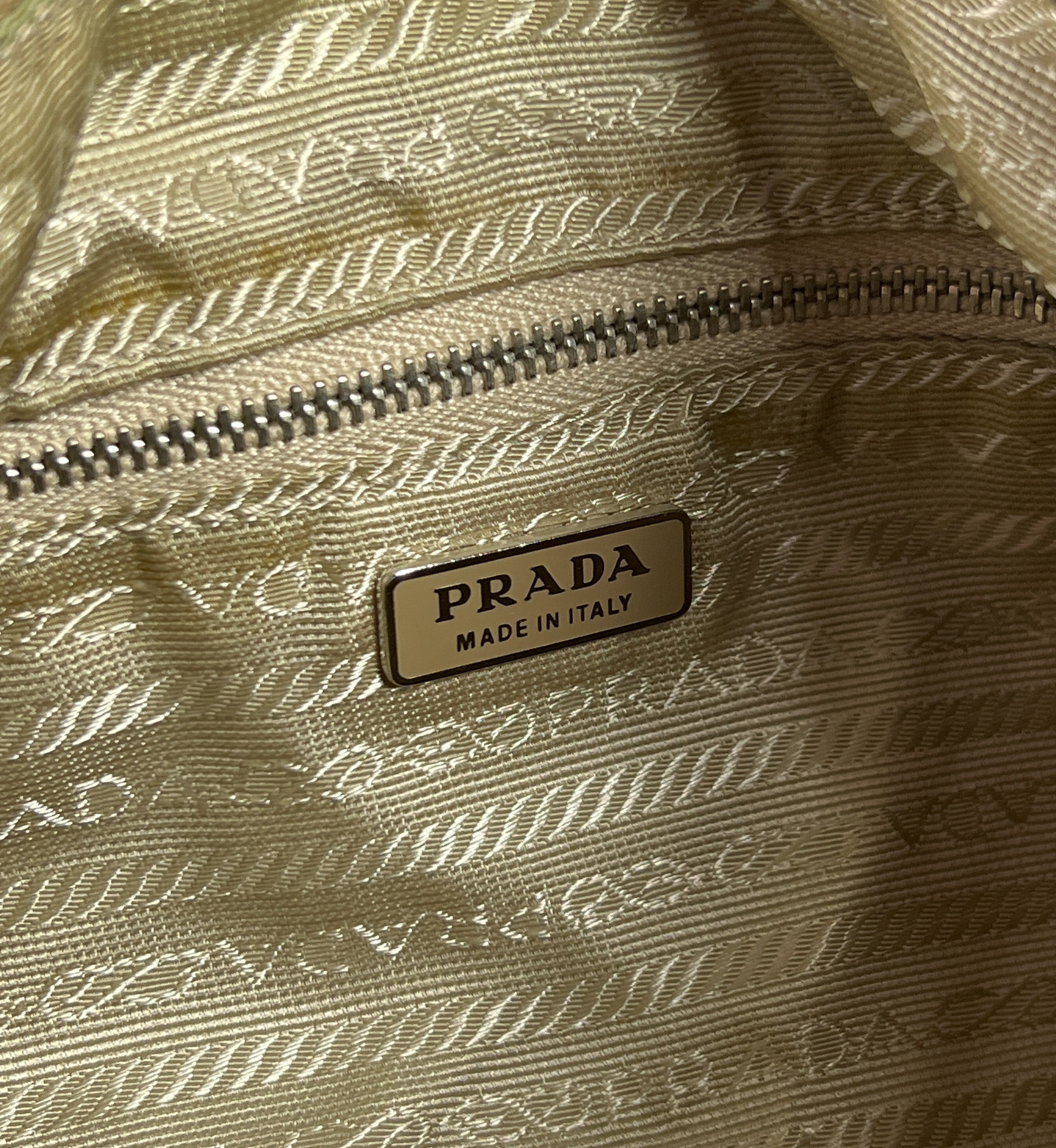 Prada golden beige hobo tessuto shoulder bag