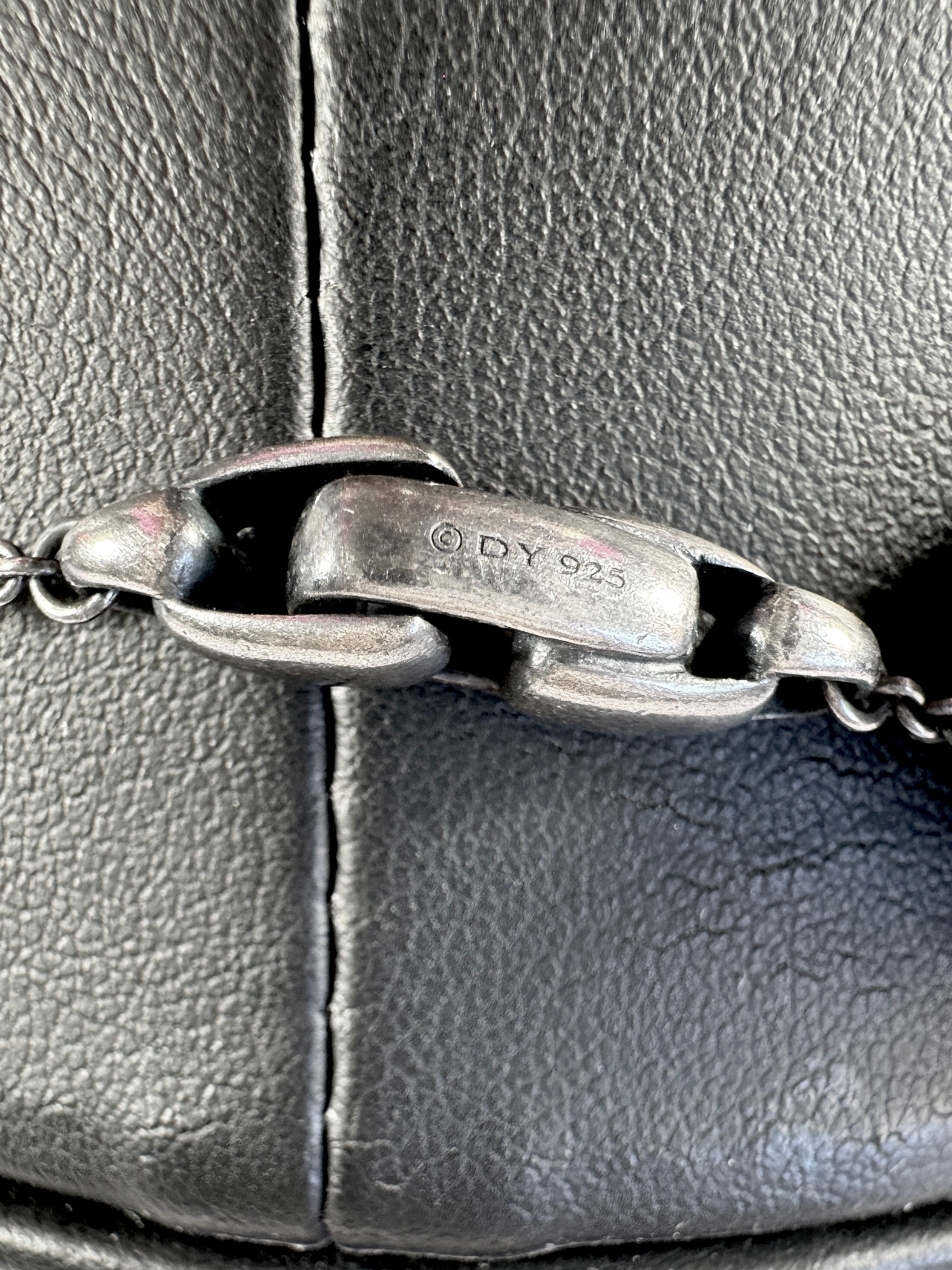 David Yurman sterling silver, black onyx bead necklace