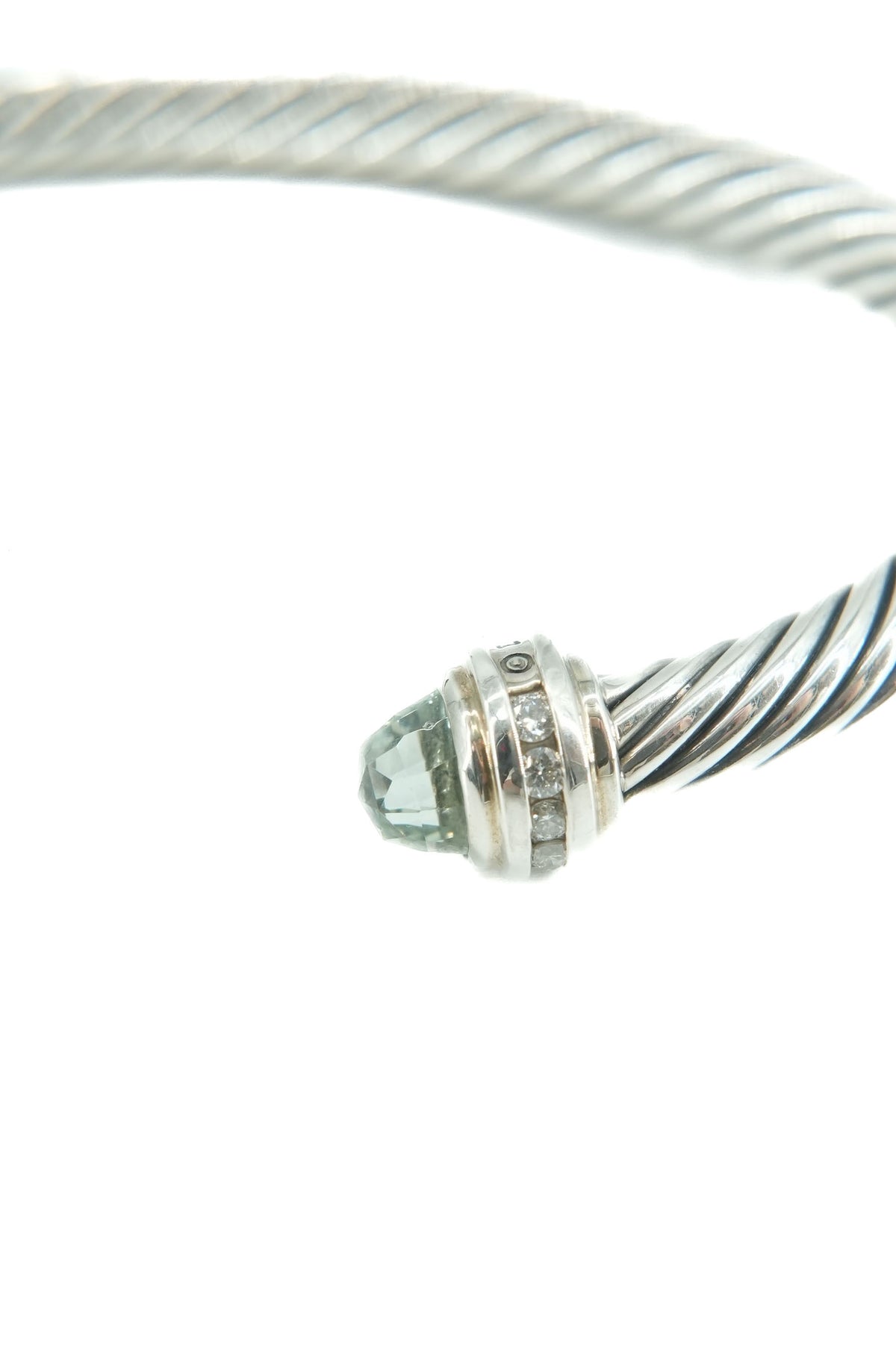 David Yurman sterling silver Prasiolite diamond cable classic bracelet