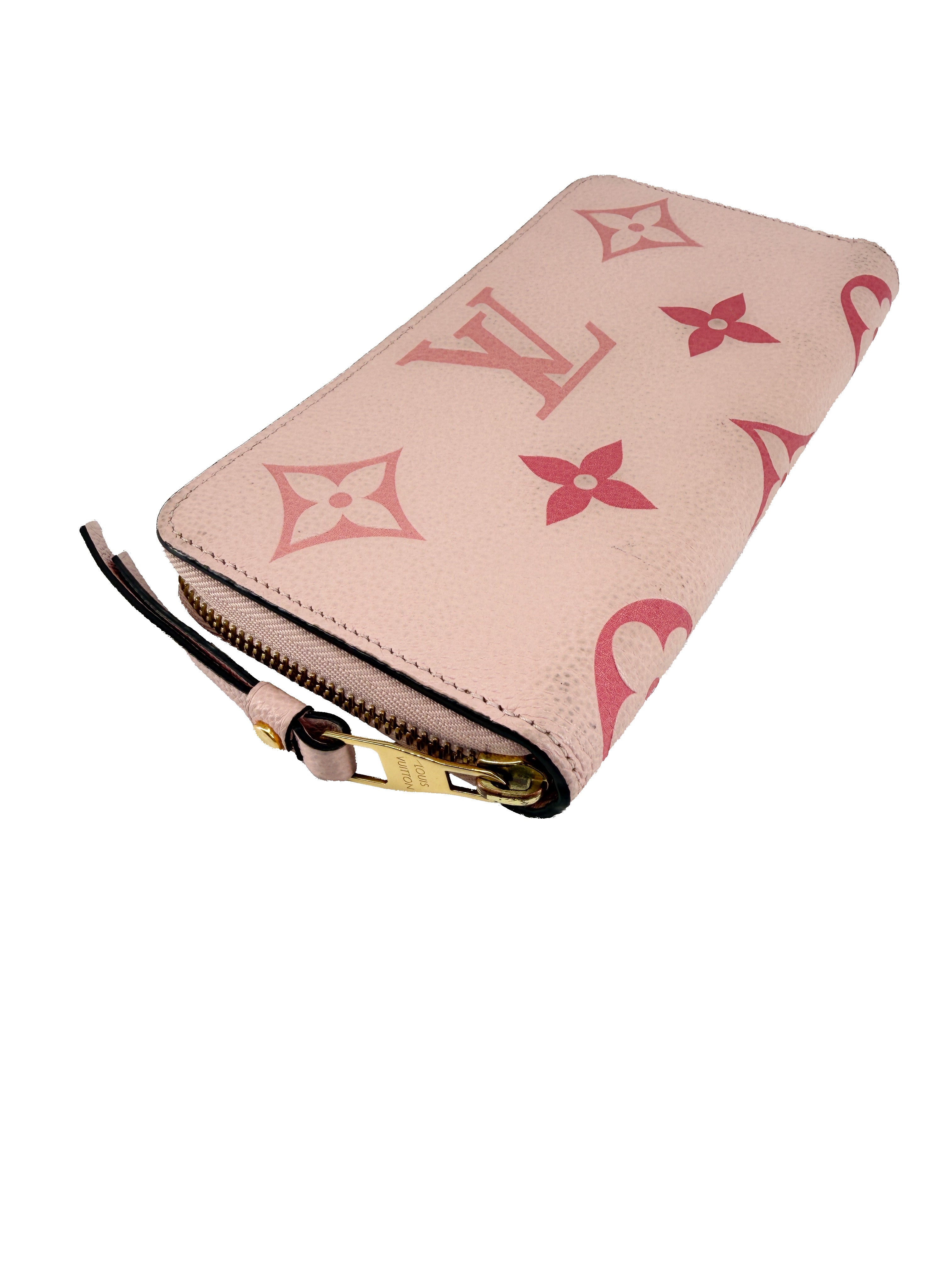 Louis Vuitton monogram pink empreinte zippy wallet bouton de rose SP0261