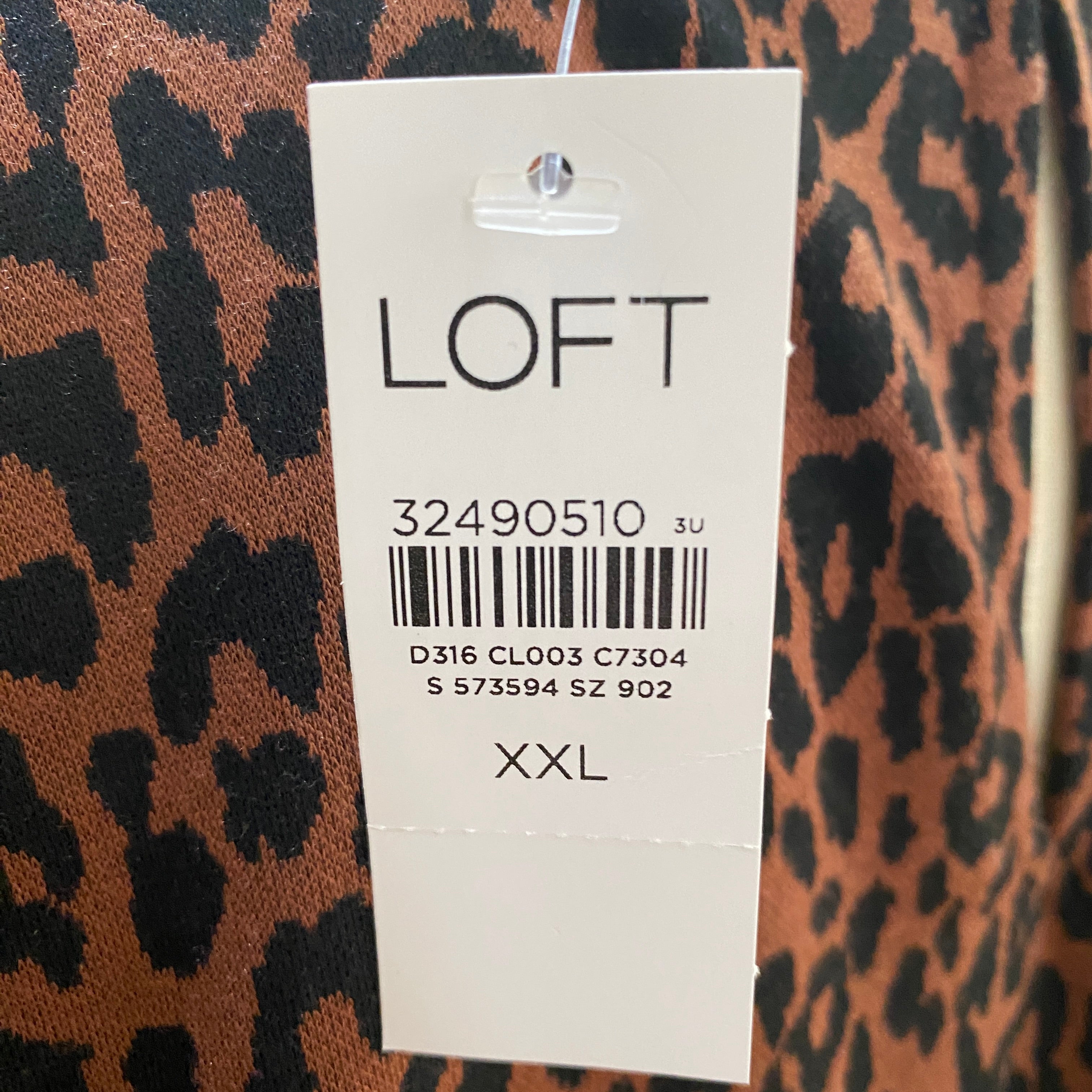 Ann Taylor LOFT black brown leopard print LS dress size XXL NWT