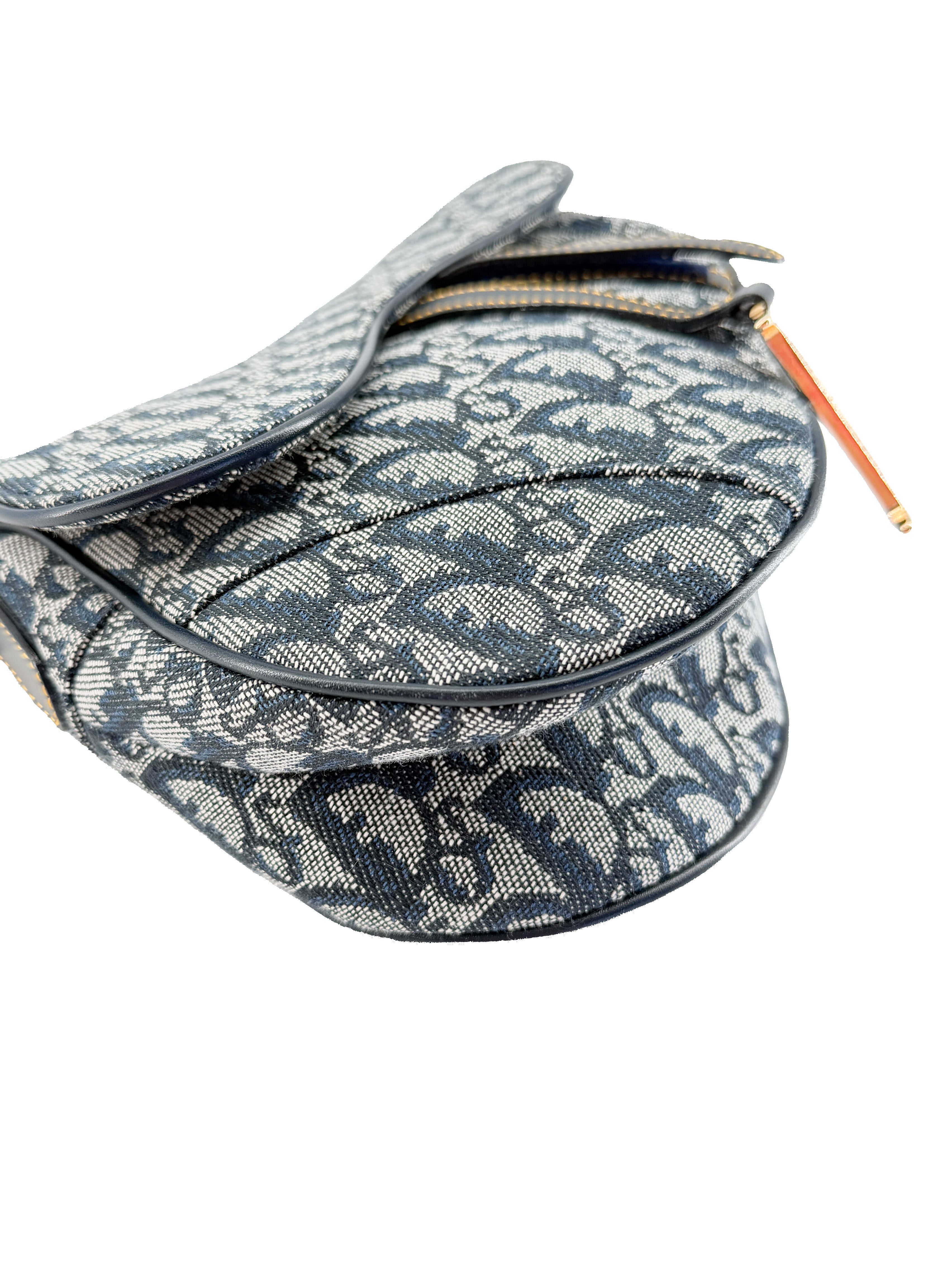 Dior vintage navy oblique saddle bag RU 0012