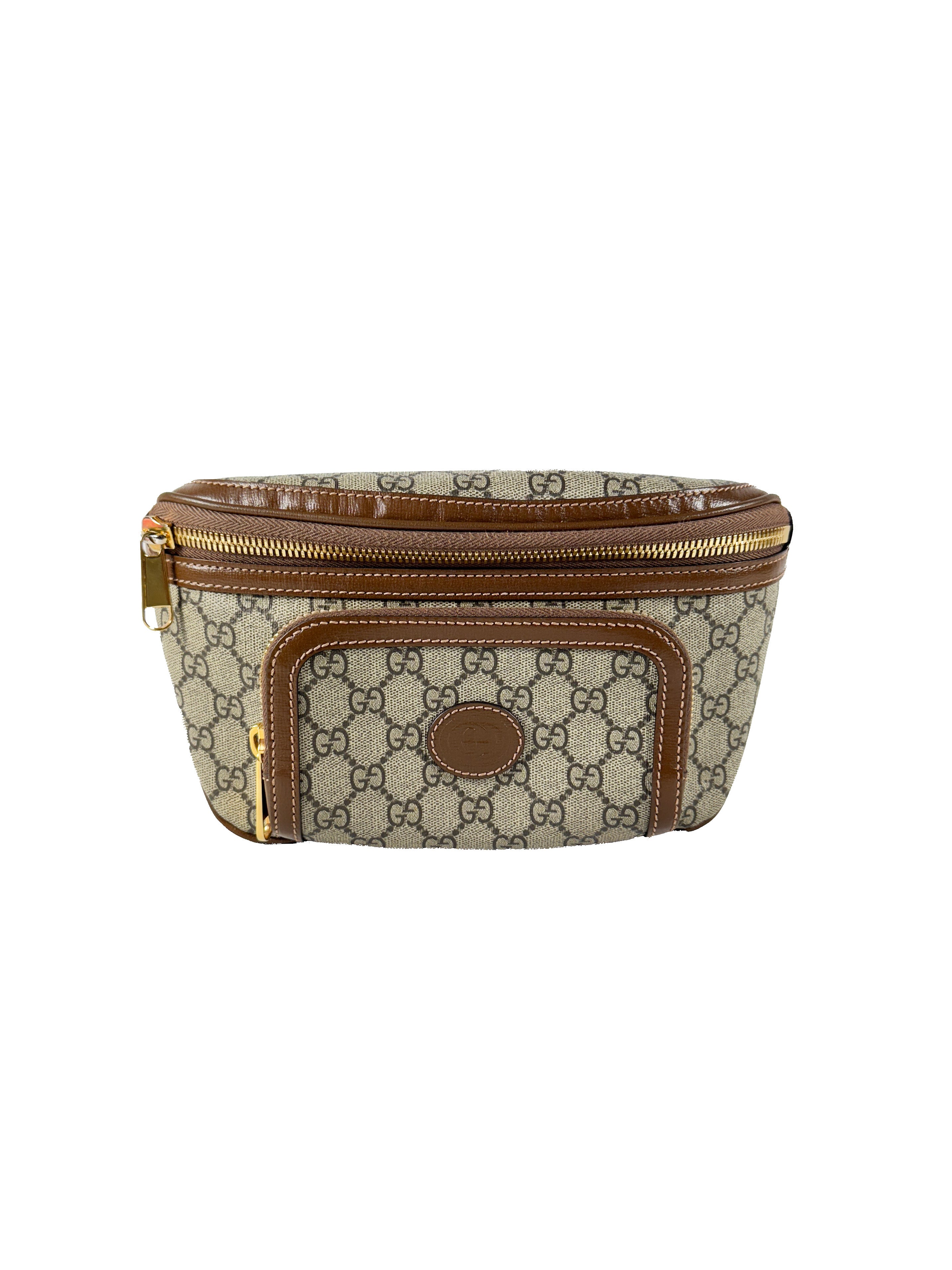 Gucci brown Supreme monogram retro G belt bag 486628