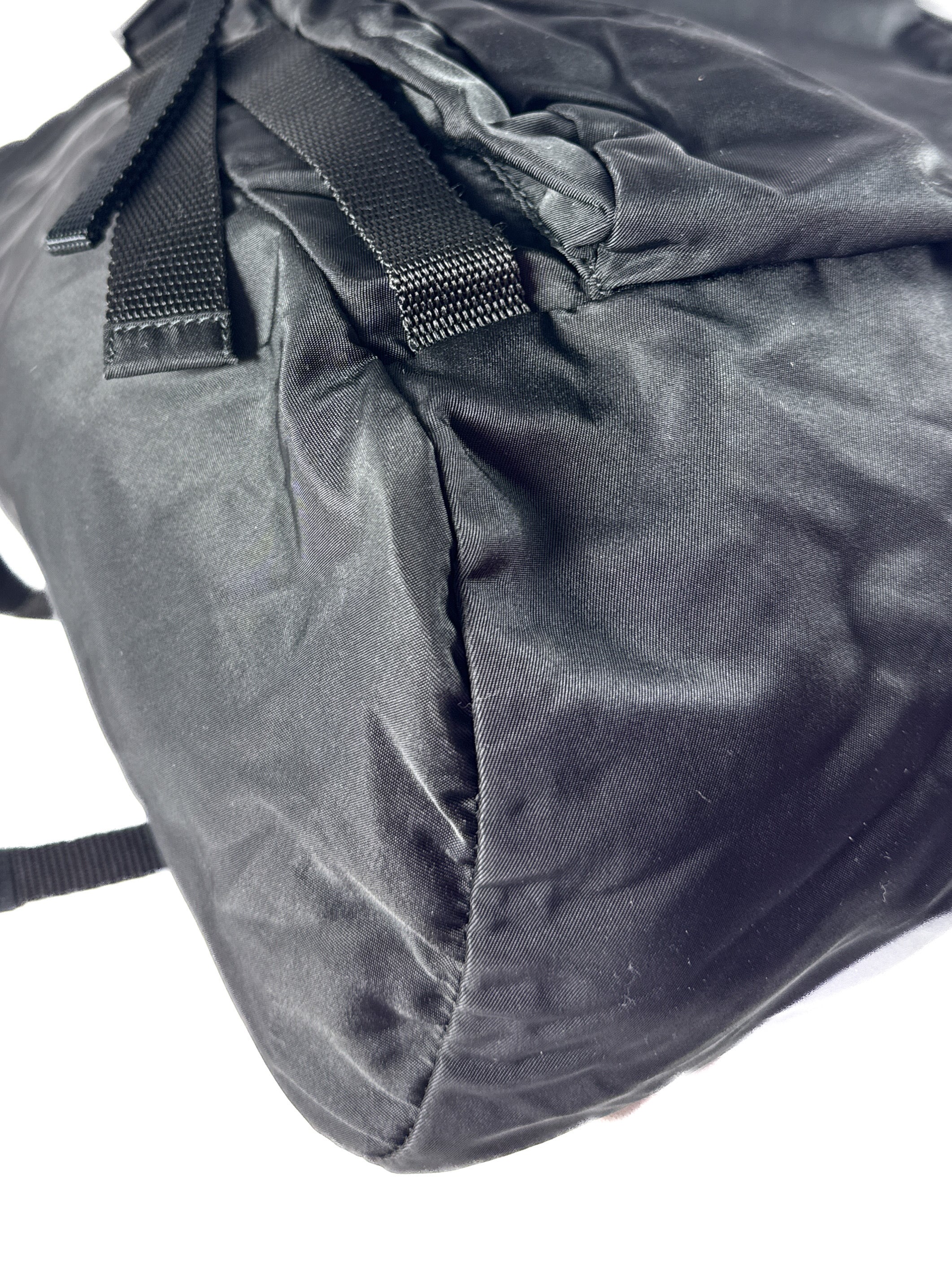 Prada Tessuto black double buckle backpack large