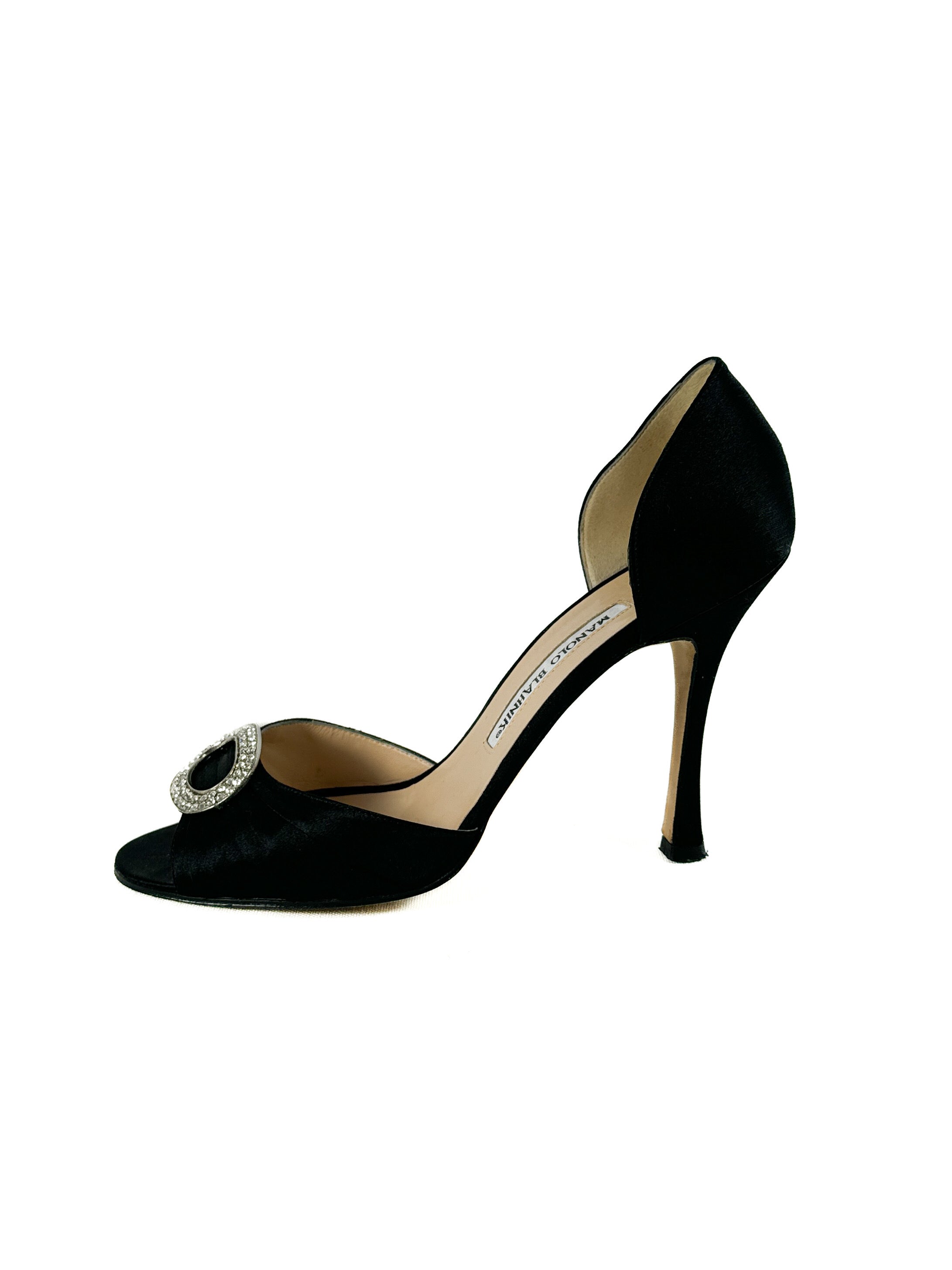 Manolo Blahnik black satin sedaraby D'Orsay pumps size 39 **box**