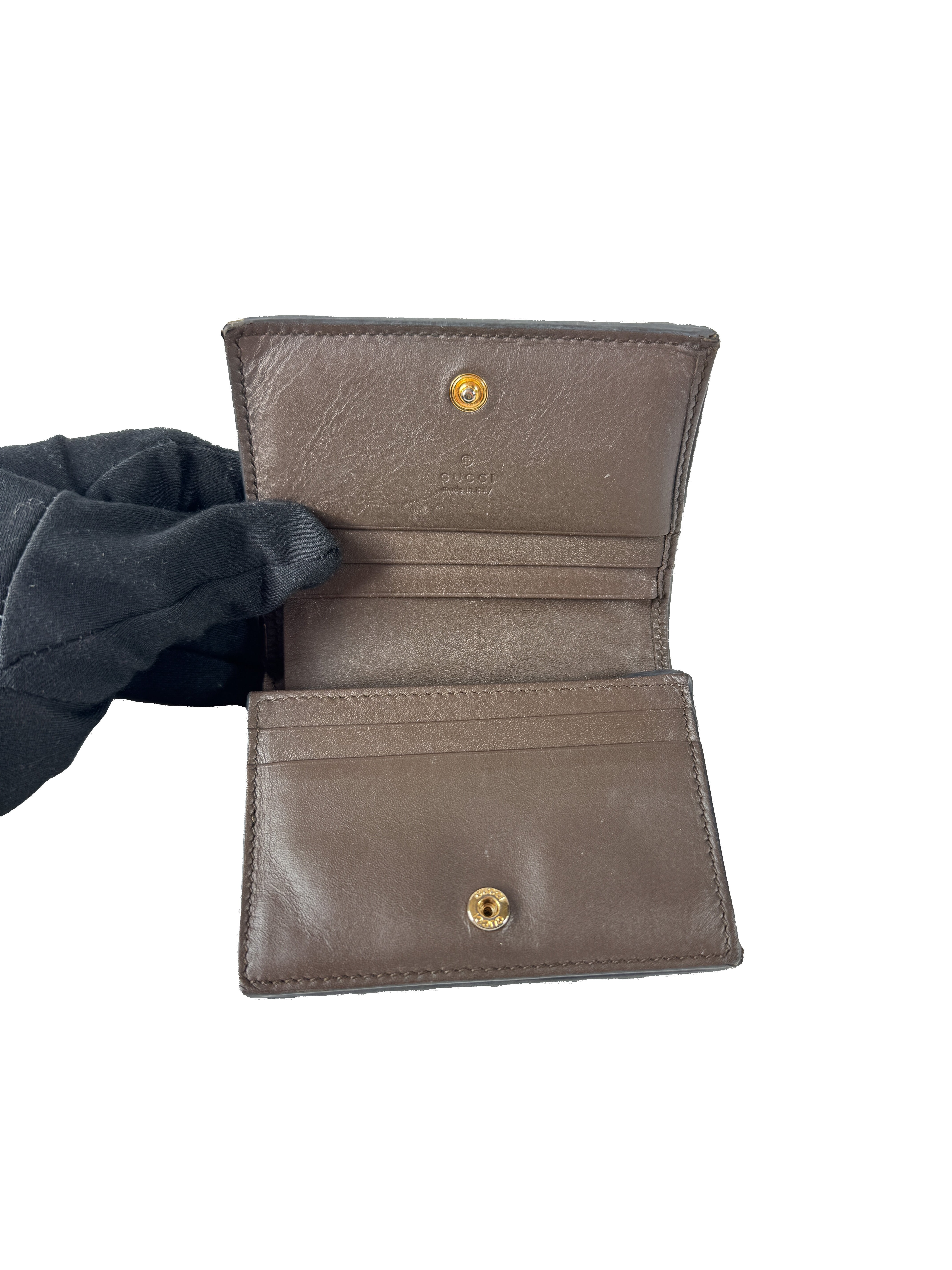 Gucci brown signature GG coated canvas compact wallet 525040 BOX *as is*