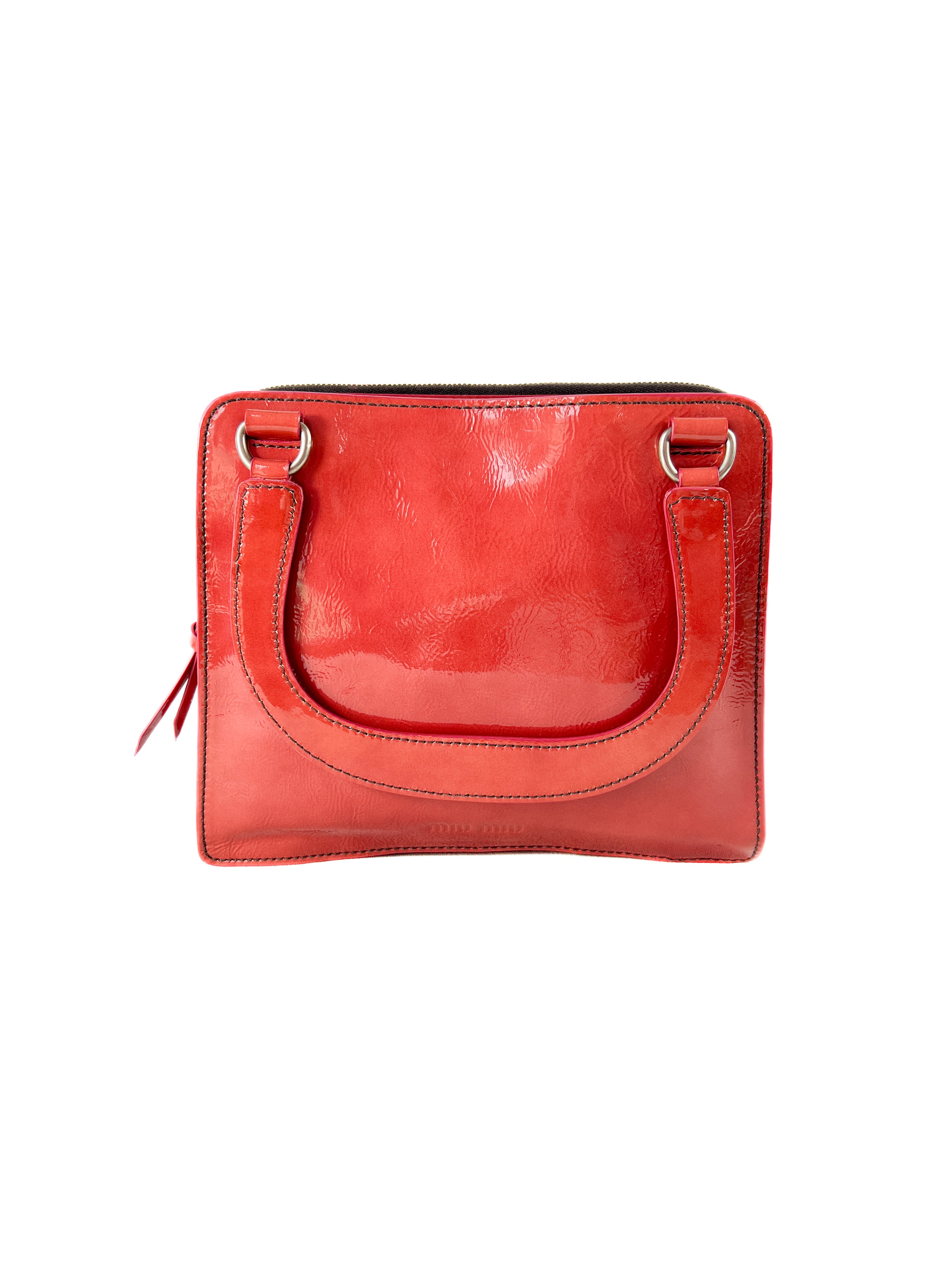 Miu Miu coral patent leather top handle bag (Fall 2003 RTW)