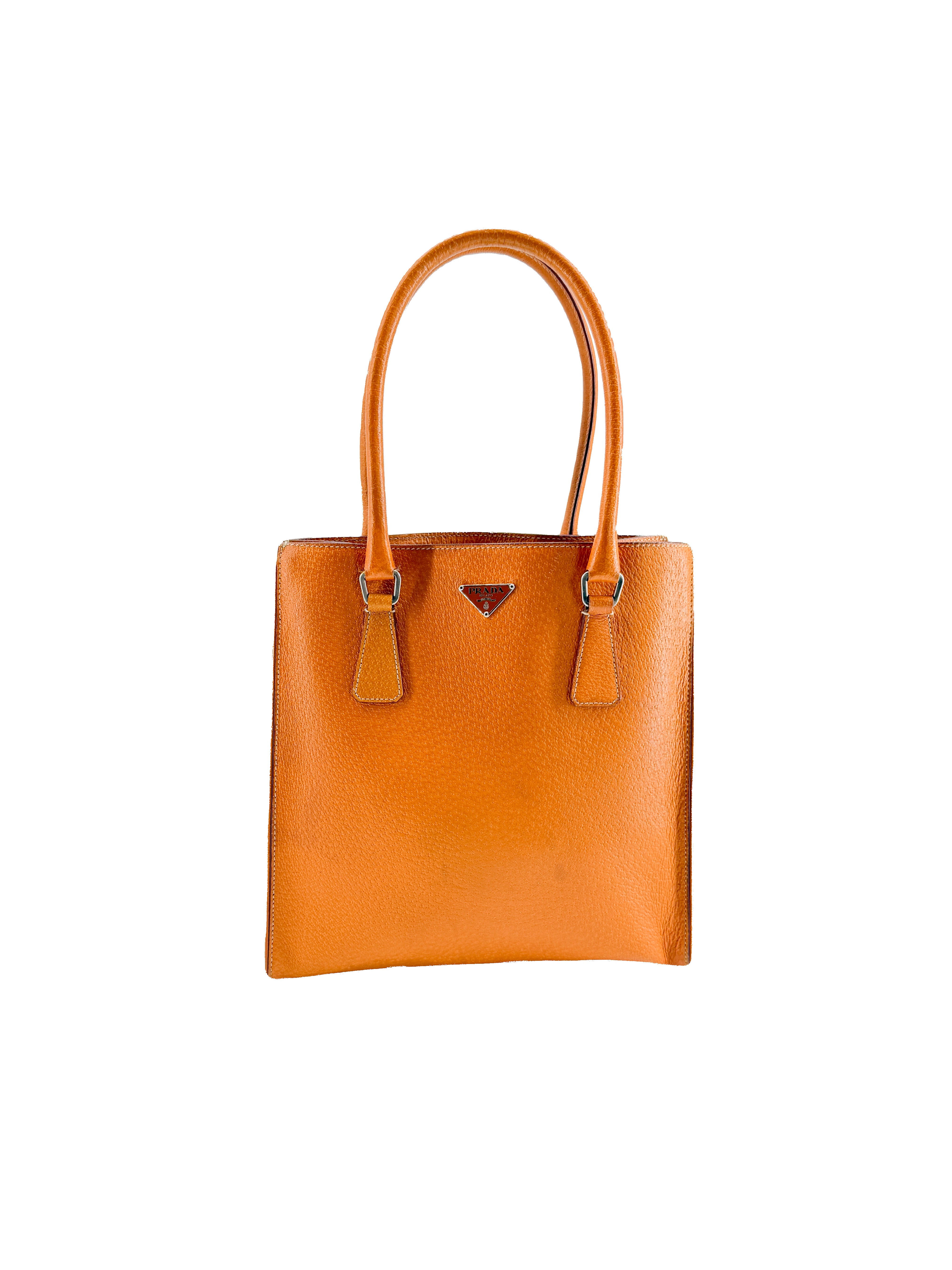 Prada orange leather mini tote