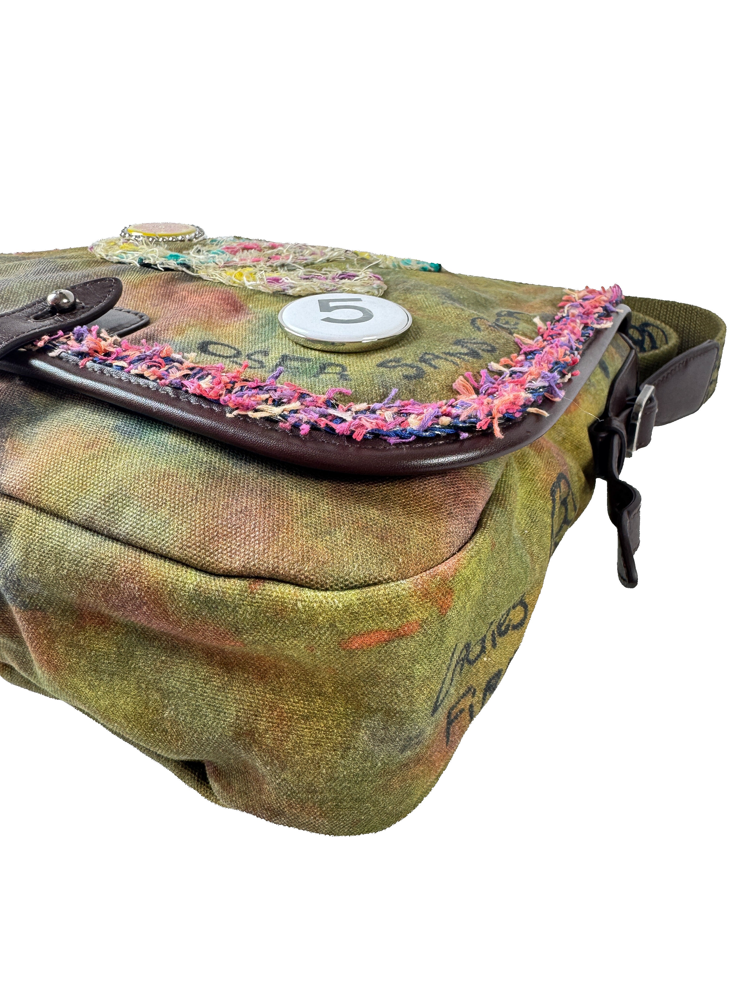 Chanel Washed Toile Graffiti On The Pavements Messenger Khaki Multicolor
