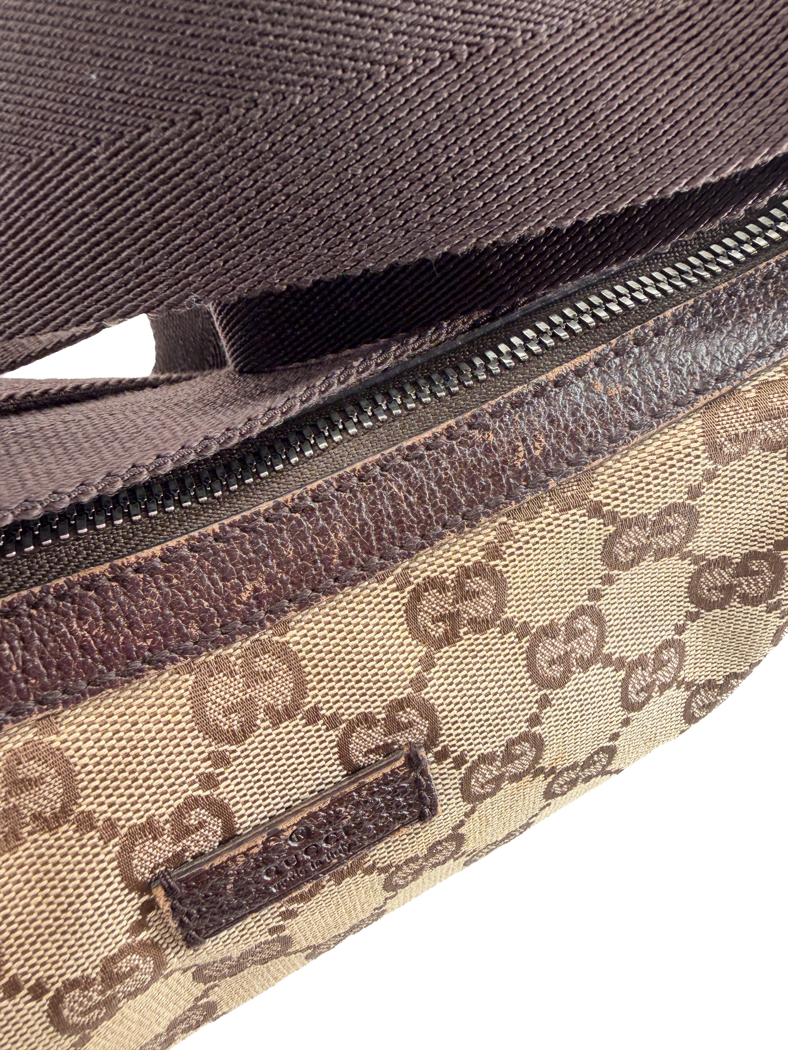 Gucci brown GG half moon canvas shoulder bag 122790001998