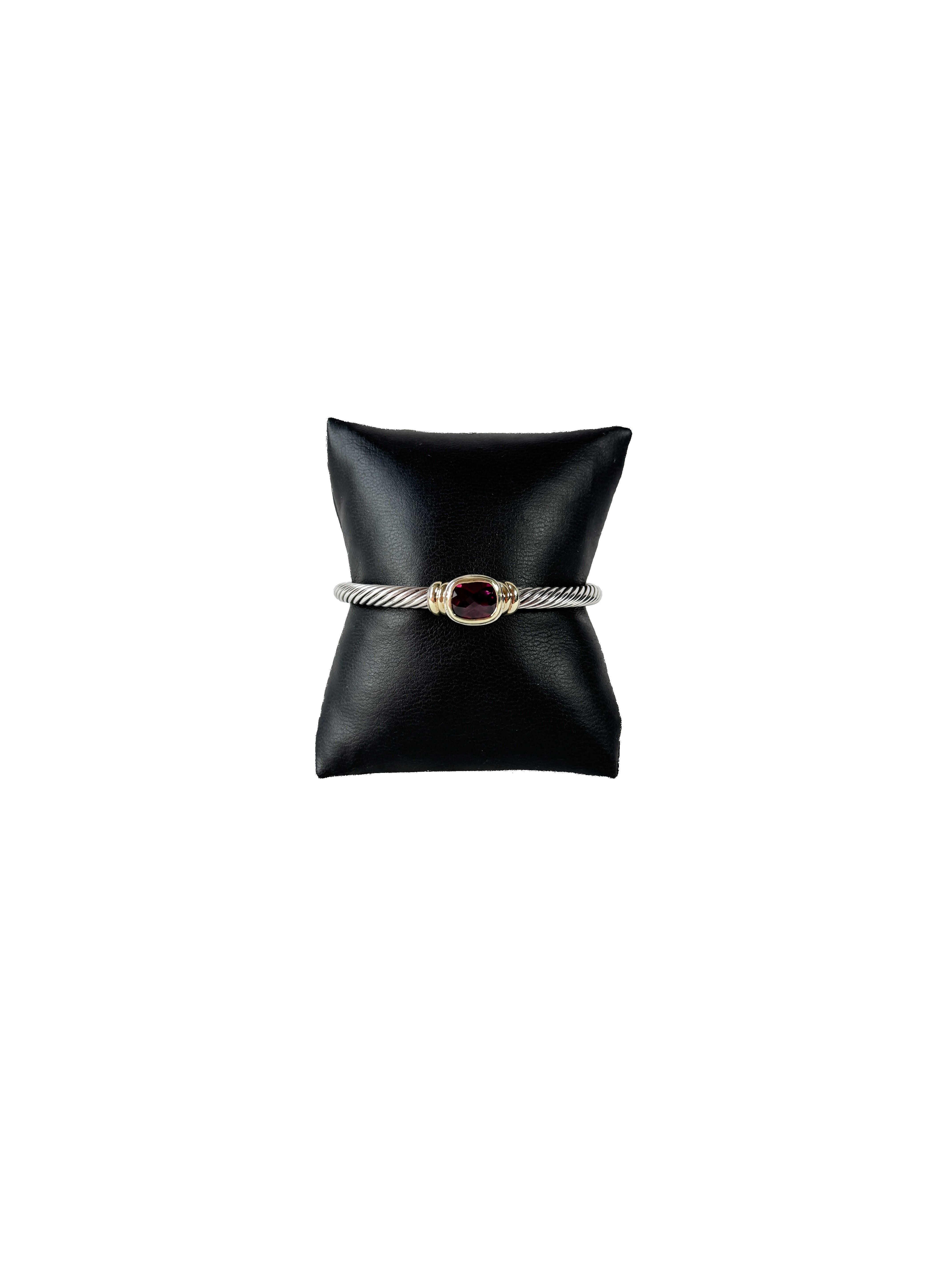 David Yurman sterling silver, yellow gold, Ruby Noblesse bracelet