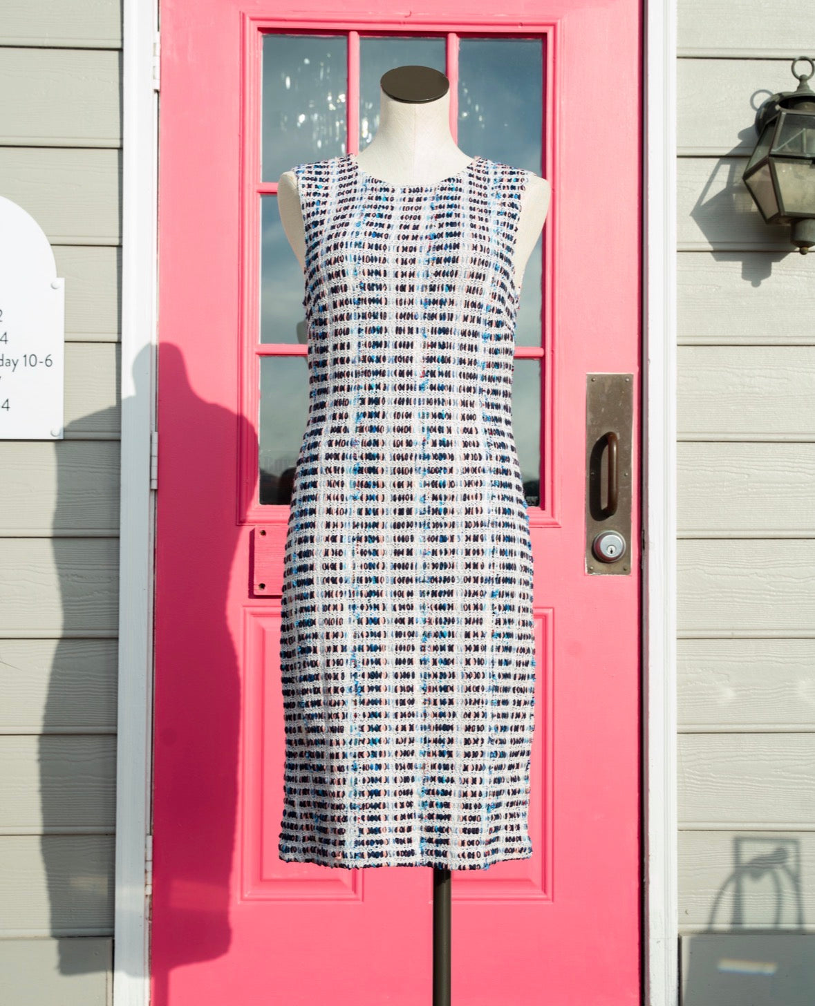 St. John pink, blue, white knit jacket dress set size 8/M
