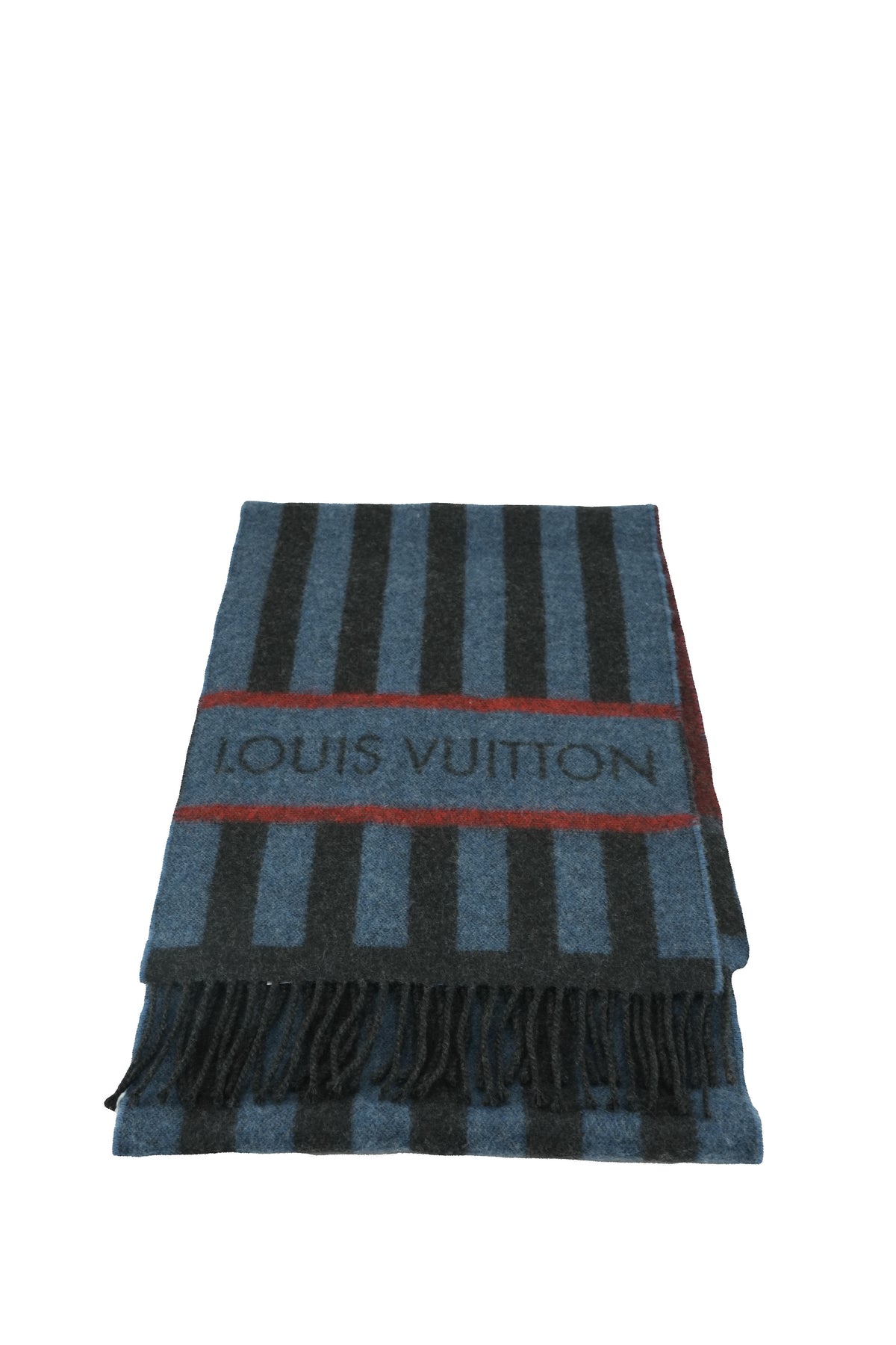 Louis Vuitton black/blue striped hot air balloon scarf
