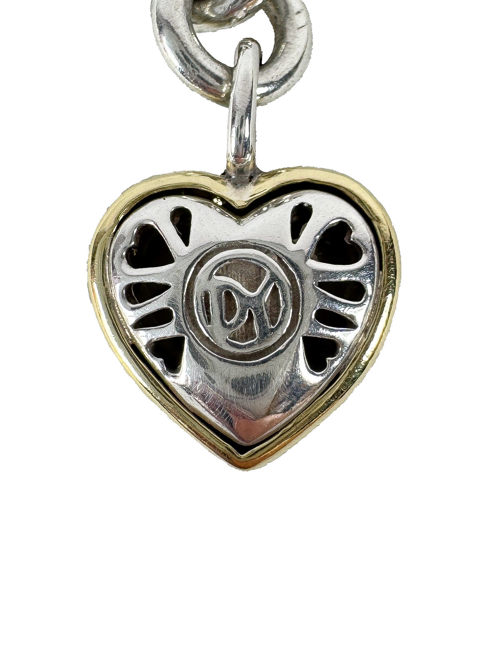David Yurman sterling silver 14K gold figaro heart charm (no engravings)
