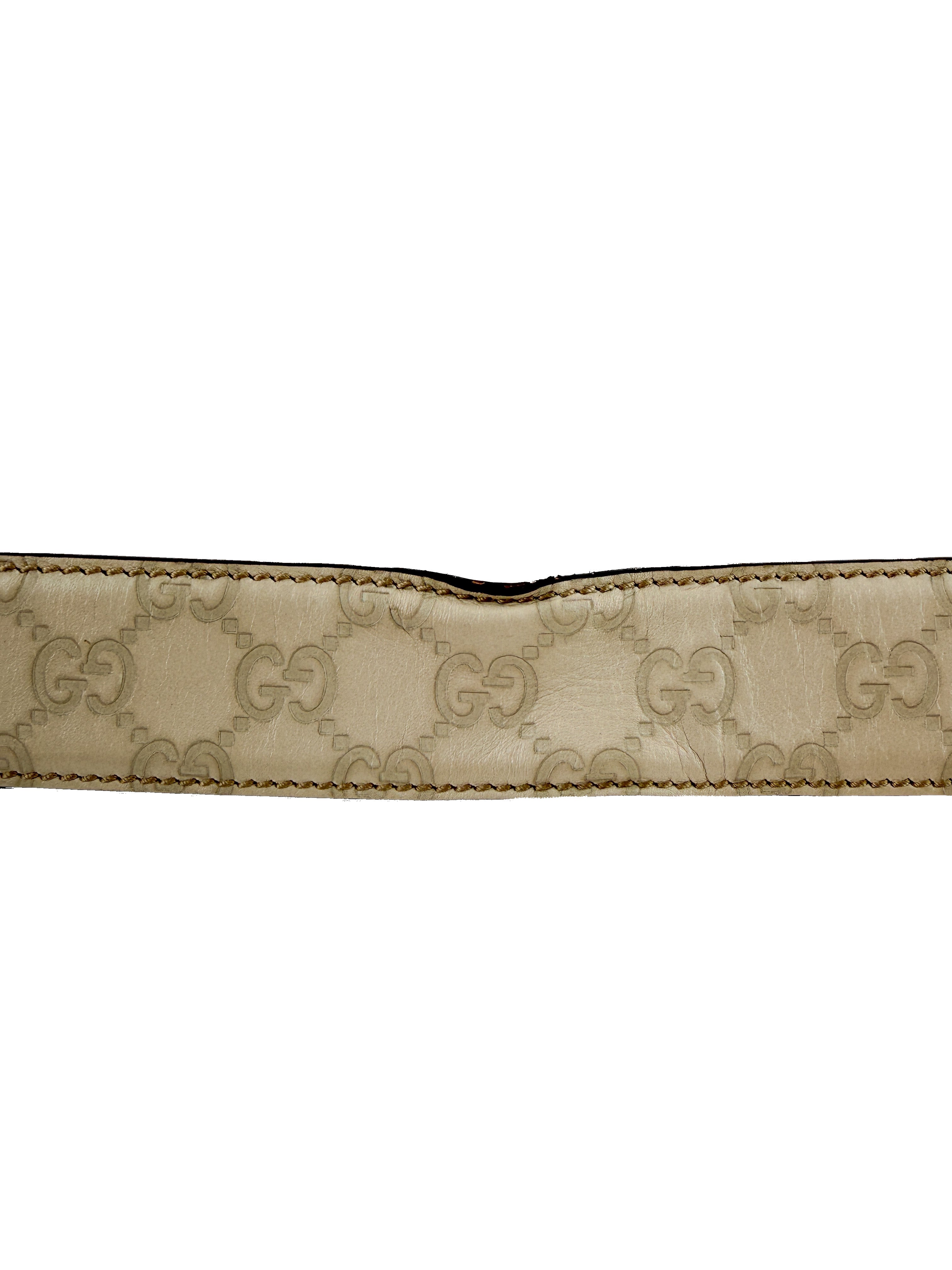 Gucci off white Guccissima leather belt size 90/36