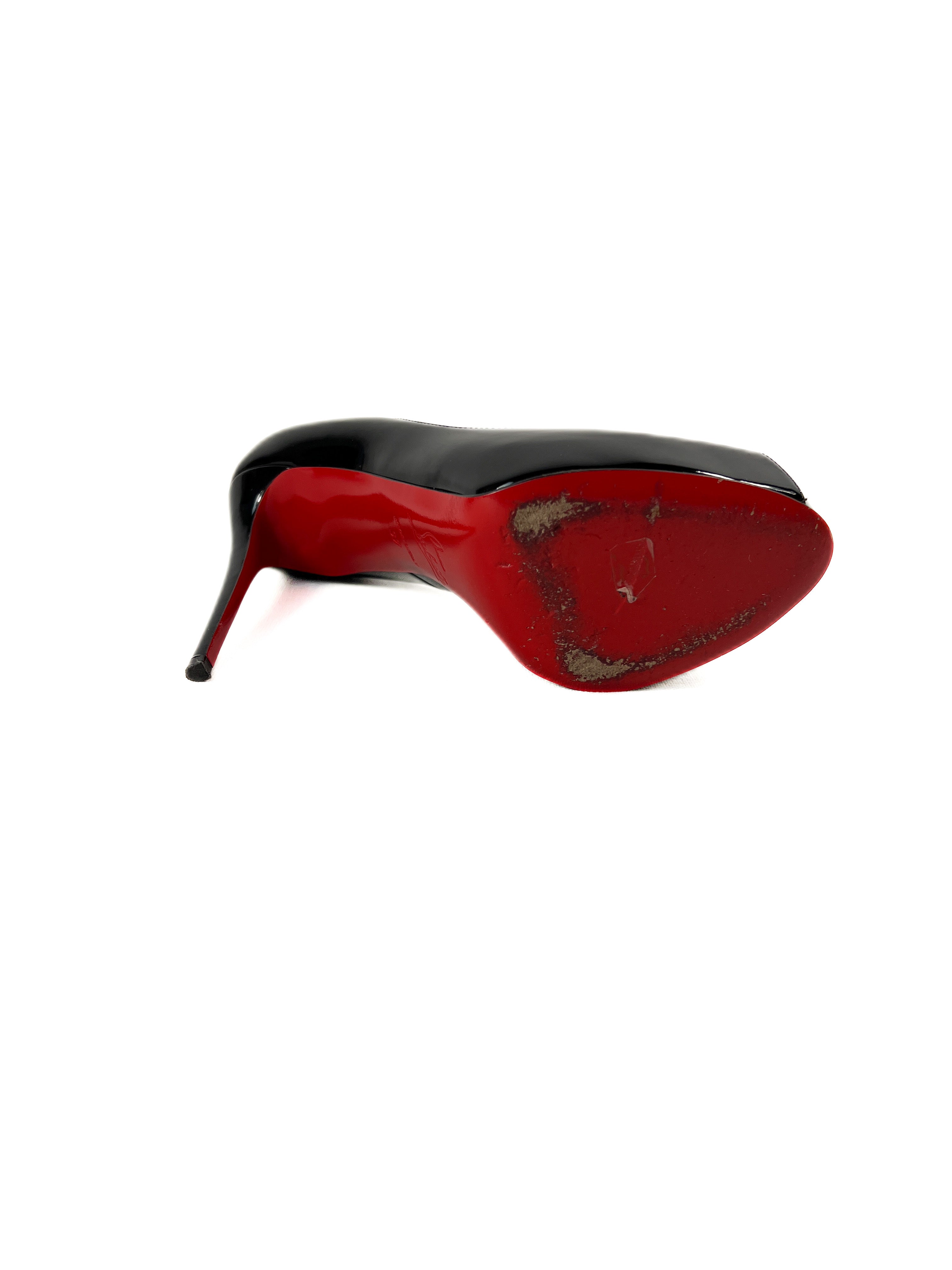 Christian Louboutin black patent new very prive 120 pumps size 37