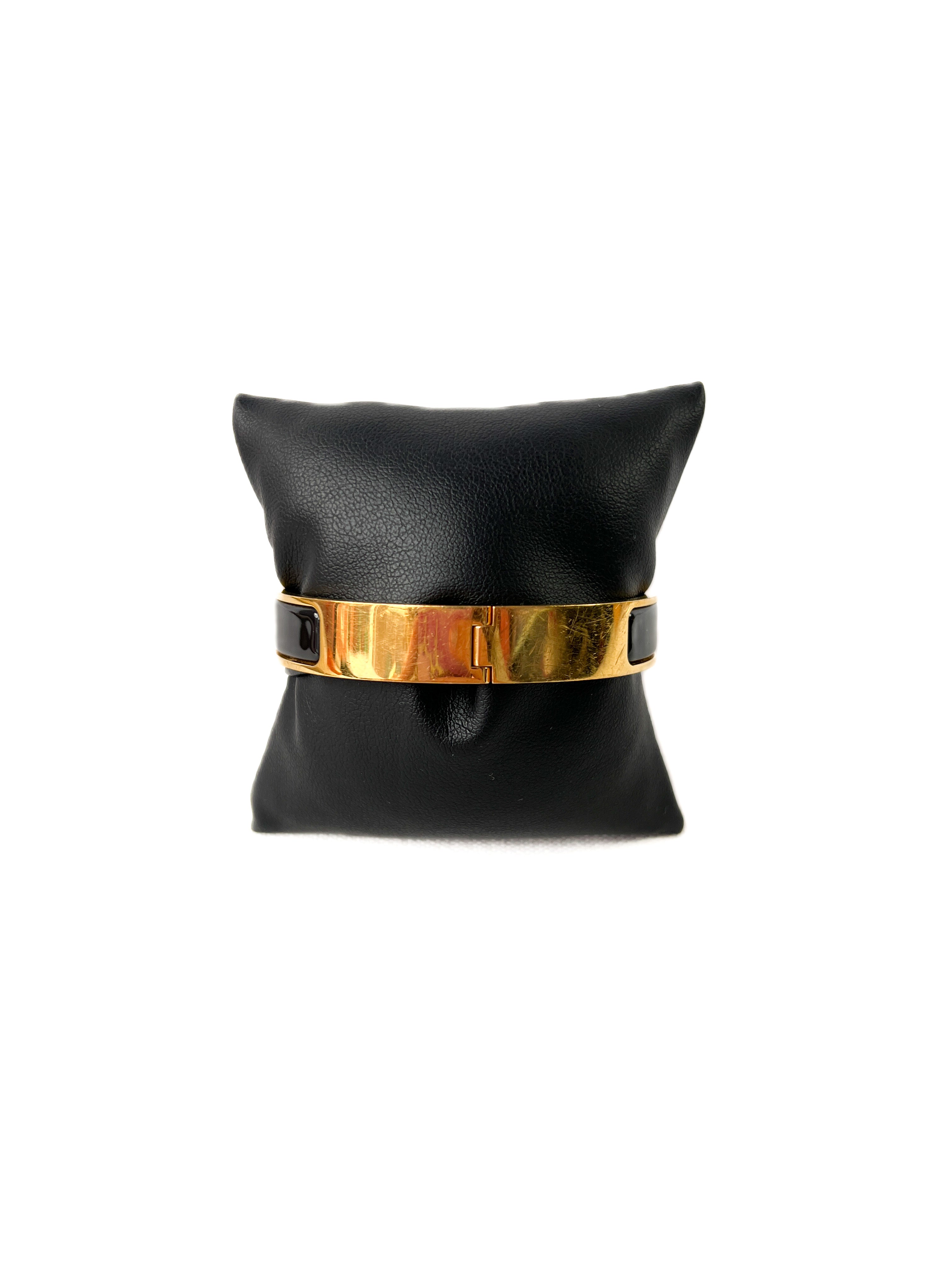 Hermes black and gold Clic H bracelet GM