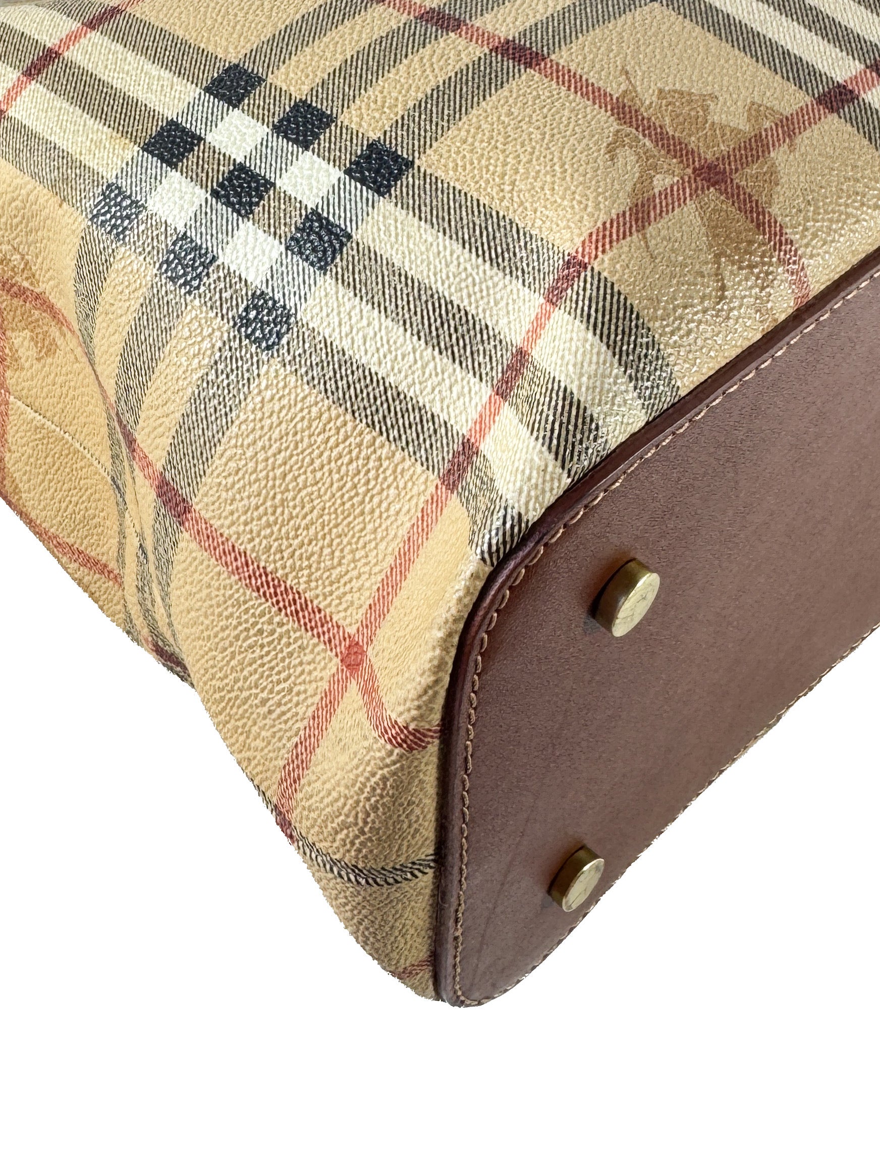 Burberry plaid coated canvas small tote T-0-21