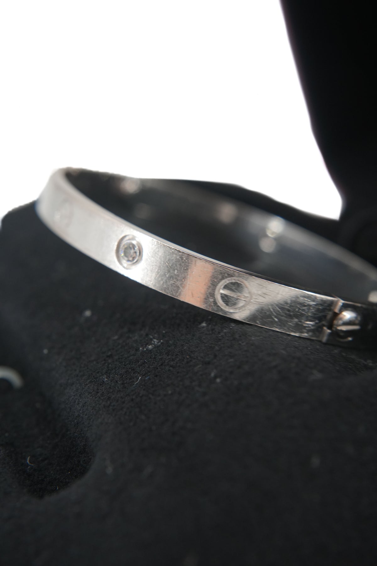 Cartier love 4 diamond 18k white gold bracelet size 17 PYC386